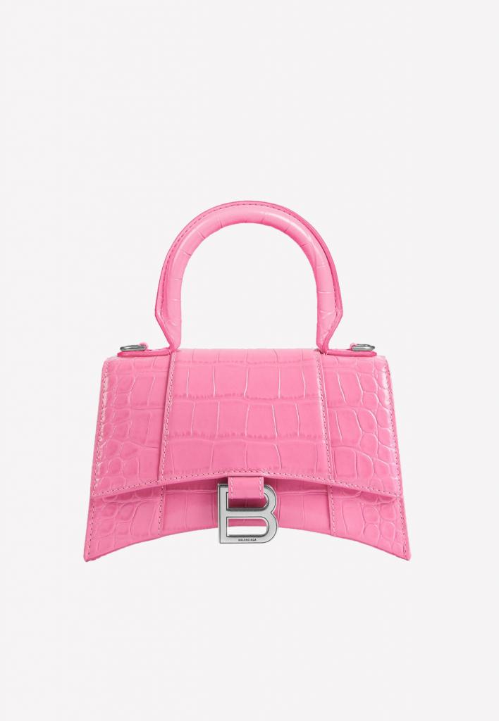 Balenciaga Leather Xs Hourglass Top Handle Bag In Crocodile Embossed  Calfskin in Pink | Lyst Canada