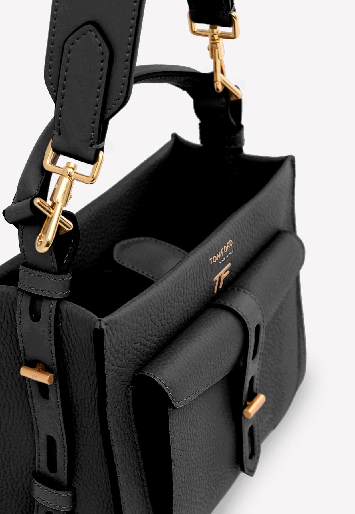 Tom Ford Leather T Twist Top-handle Bag in Black