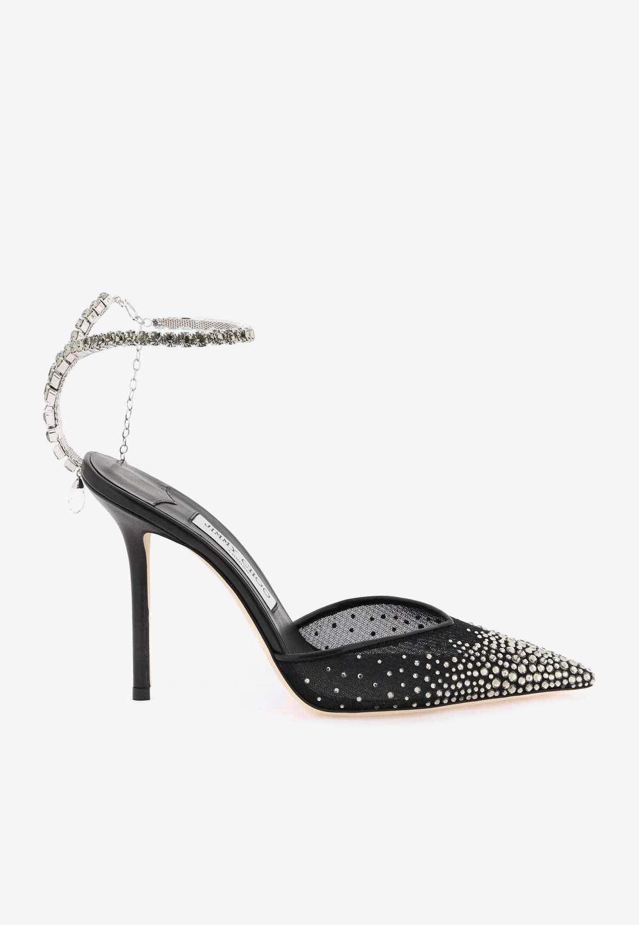 Jimmy Choo Saeda 100 Pumps With Crystals in Black | Lyst