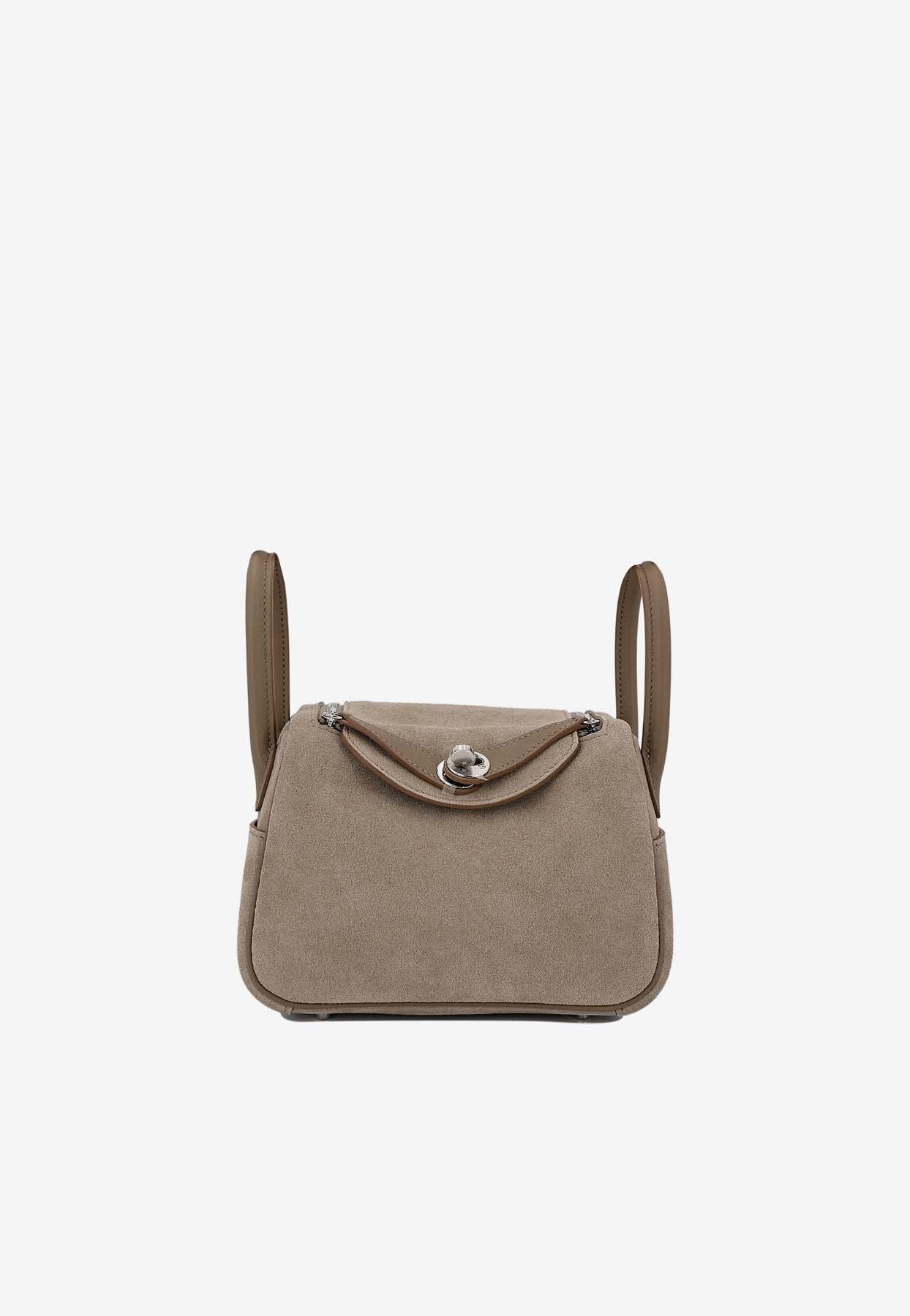 Herm s Mini Lindy 20 In Etoupe Doblis Suede And Swift With