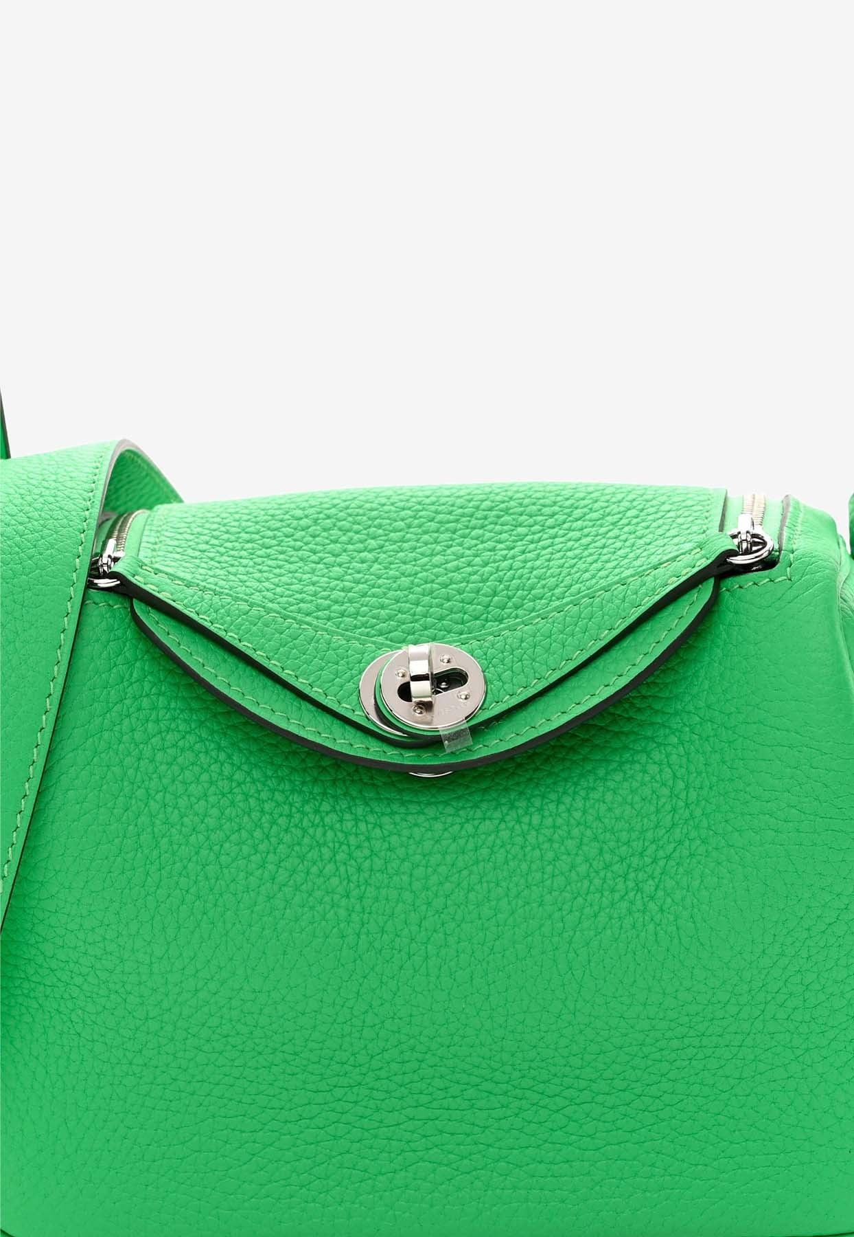 Hermès Mini Lindy 20 In Vert Comics Taurillon Clemence With