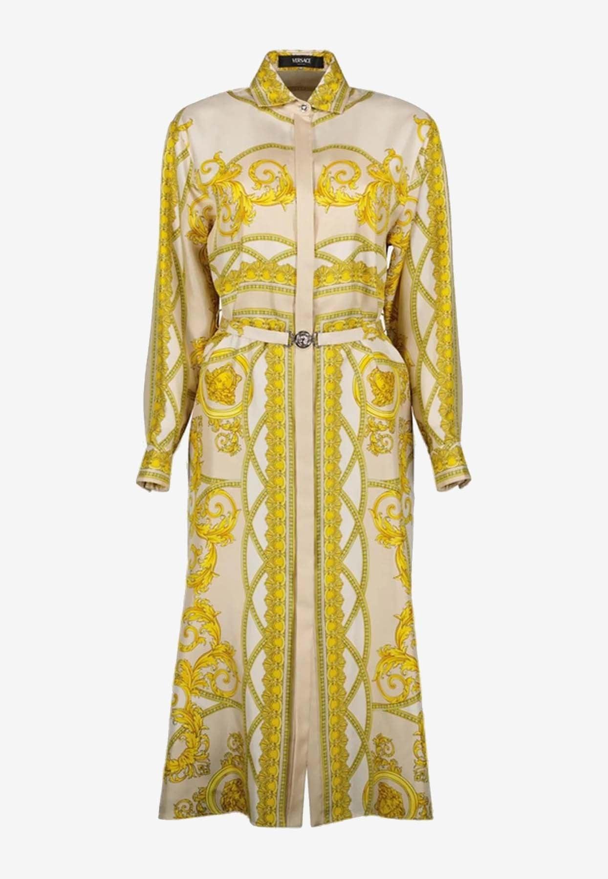 Versace La Coupe Des Dieux Midi Shirt Dress in Yellow | Lyst