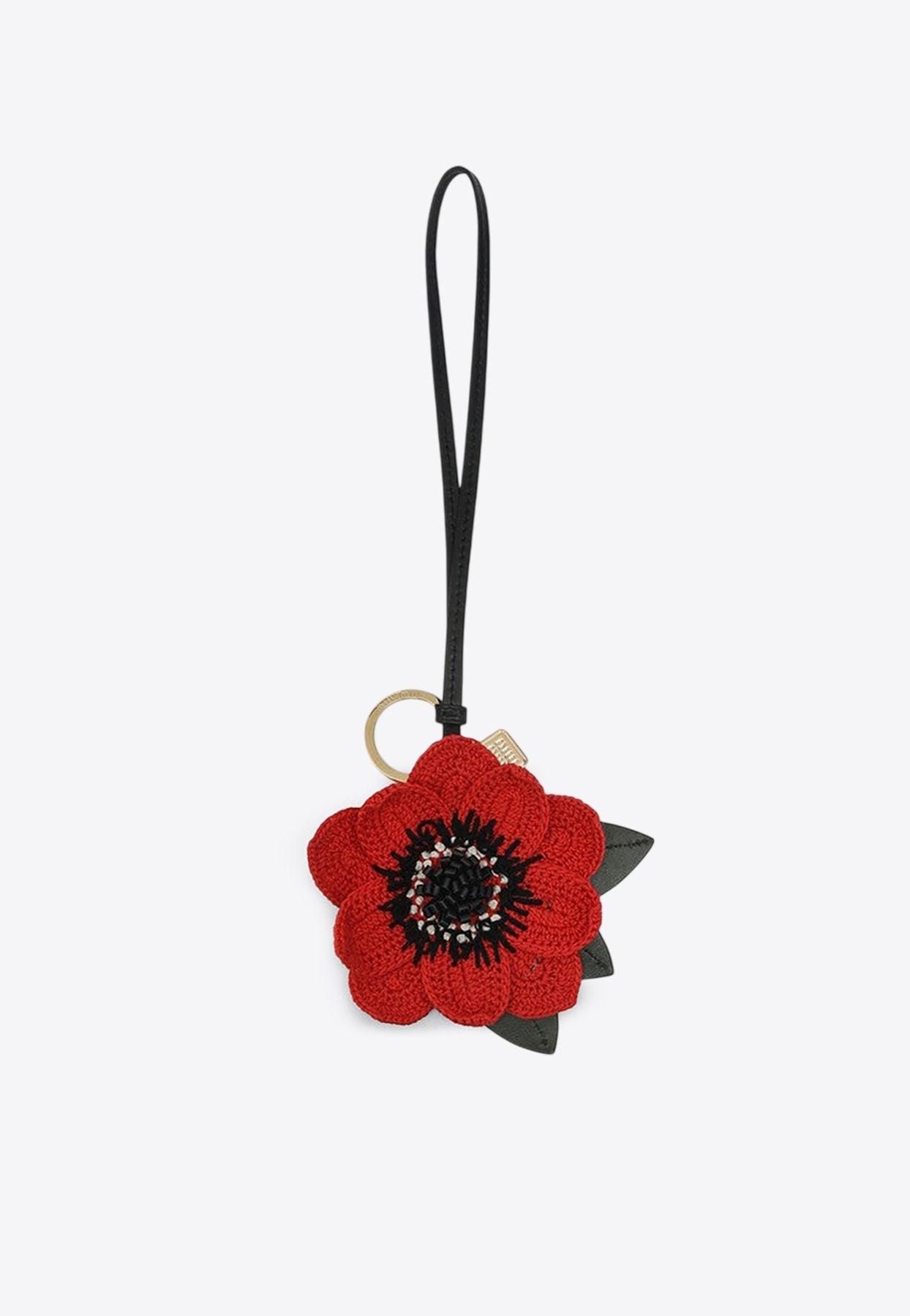 Miu Miu Trick Crochet Knit Flower Keychain in Red | Lyst