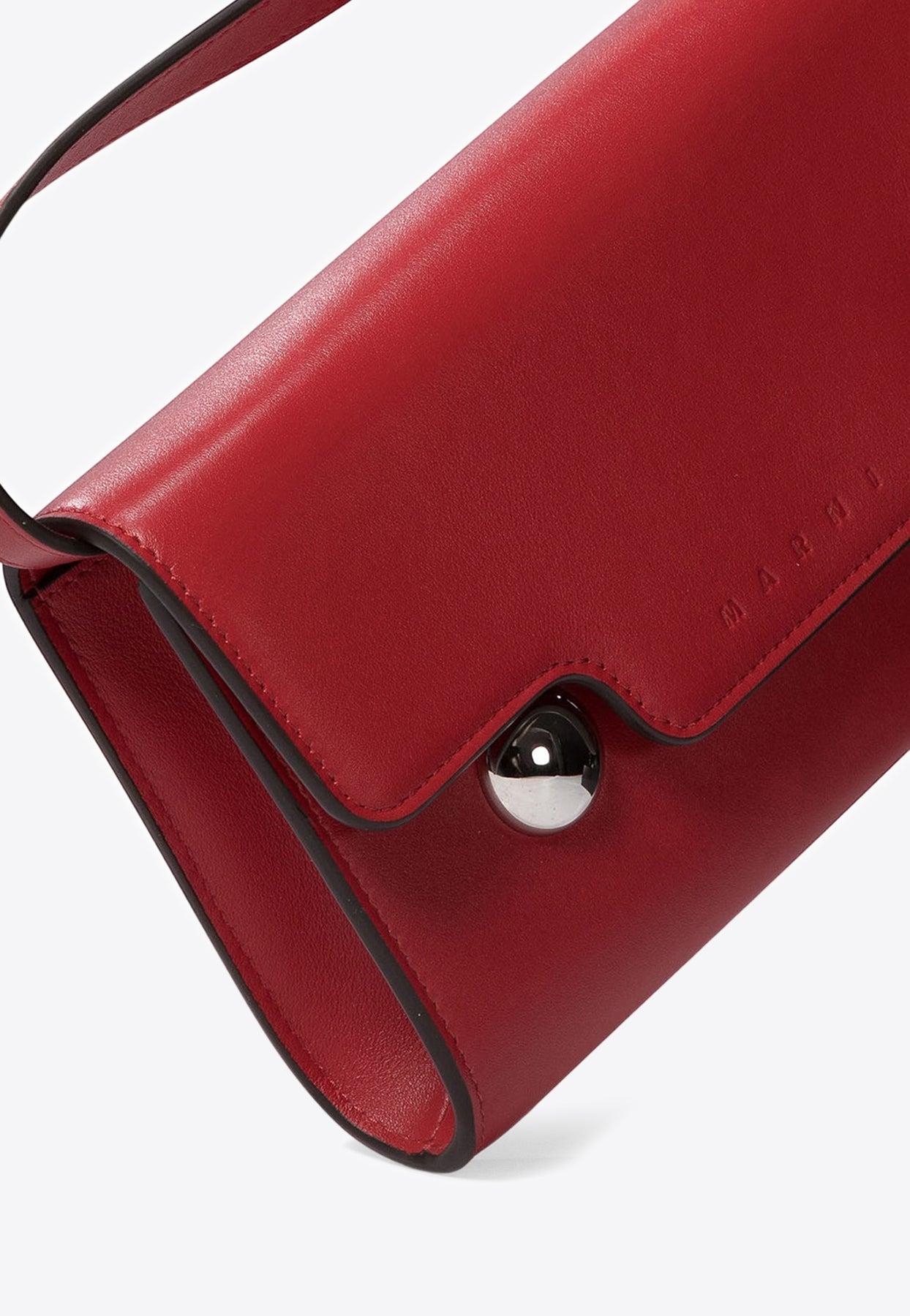 Marni Trunkaroo Calf Leather Clutch in Red | Lyst