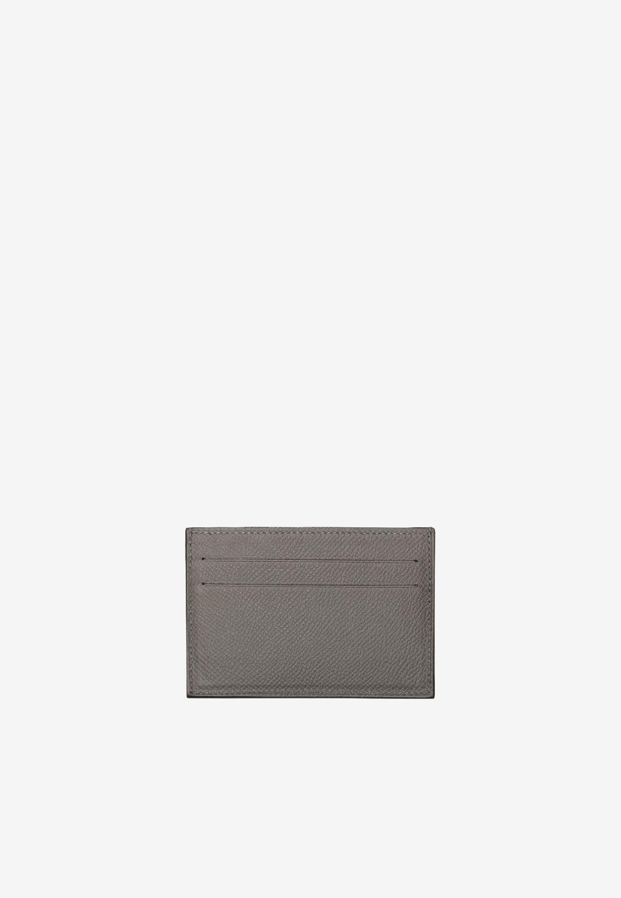 Hermès Citizen Twill Cardholder In Gray Epsom Leather in White