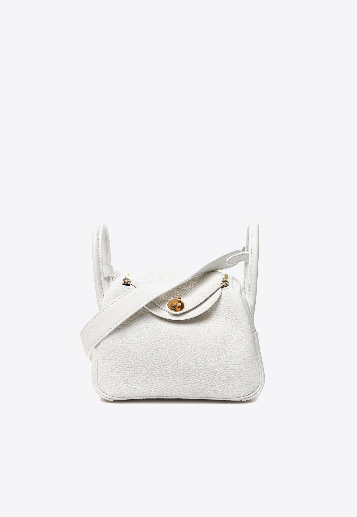 Hermès Mini Lindy 20 In New White Taurillon Clemence With Gold