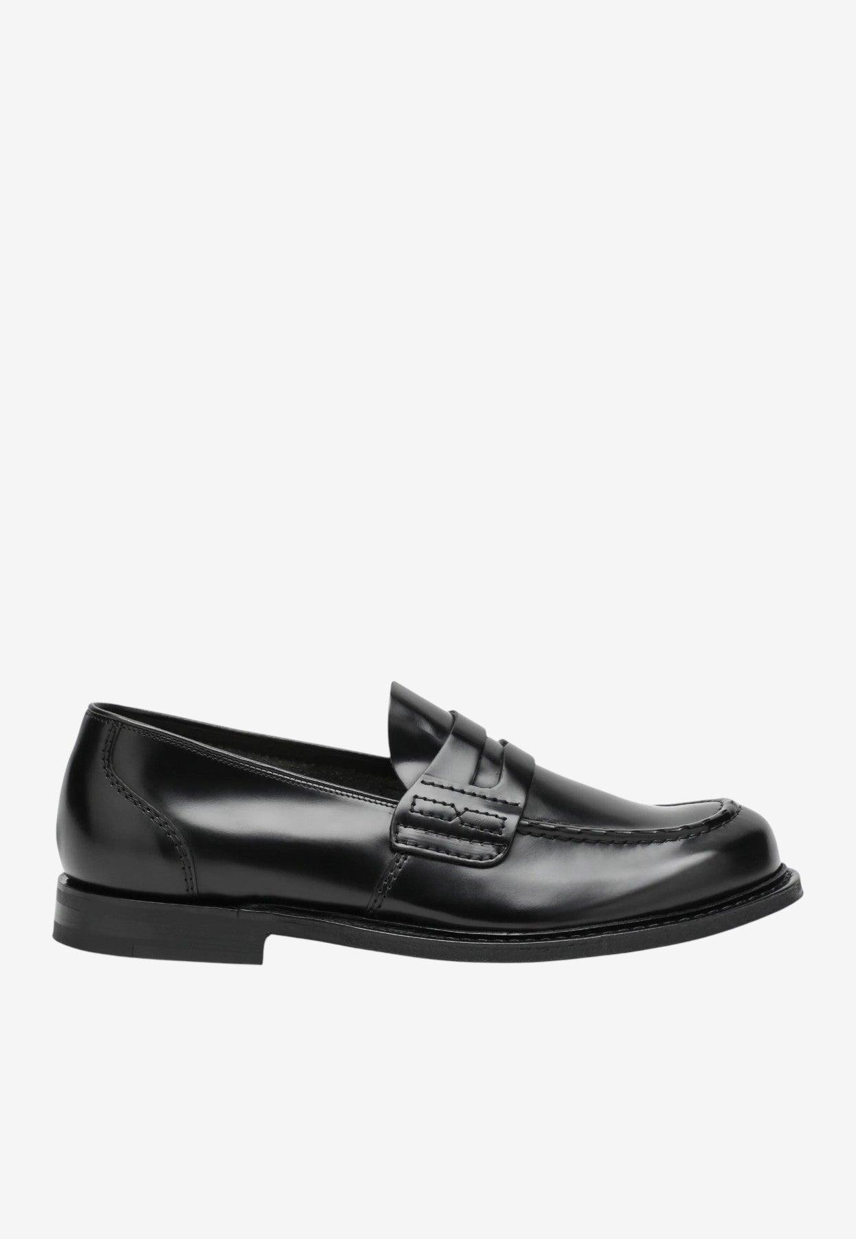 Church\'s Black Calf Leather Bos Taurus Slip-On Men\'s Loafers Traditional details made modern. The Preston loafer is  main image 2