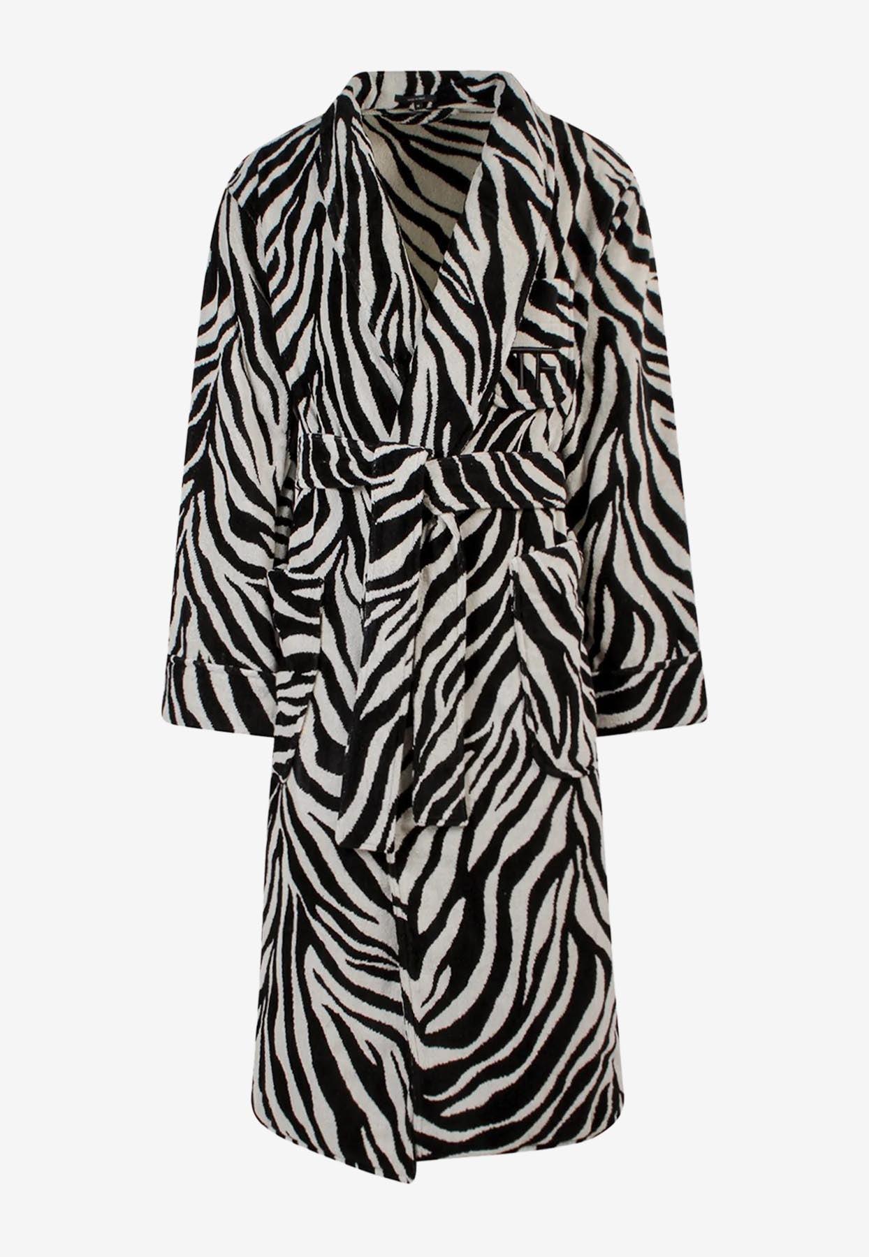 Tom Ford Zebra Print Bathrobe With Tf Embroidery in White for Men | Lyst