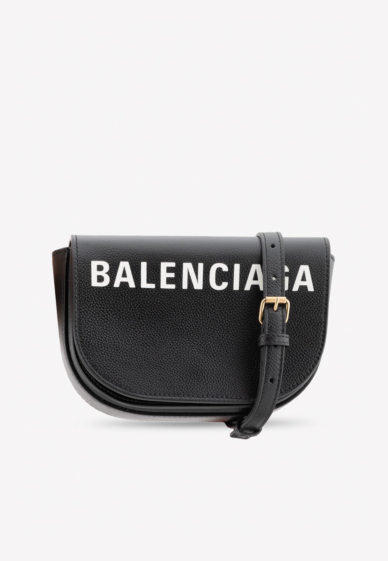 Balenciaga Ville Day Leather Crossbody Bag in Black/White (Black 