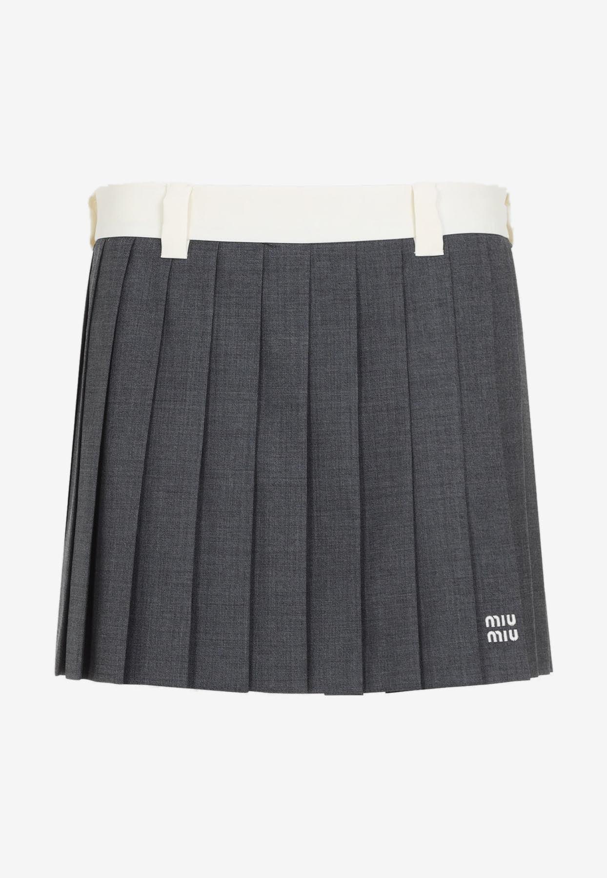 andmary Miu pleats skirt gray Sサイズ（Pleated miniskirt