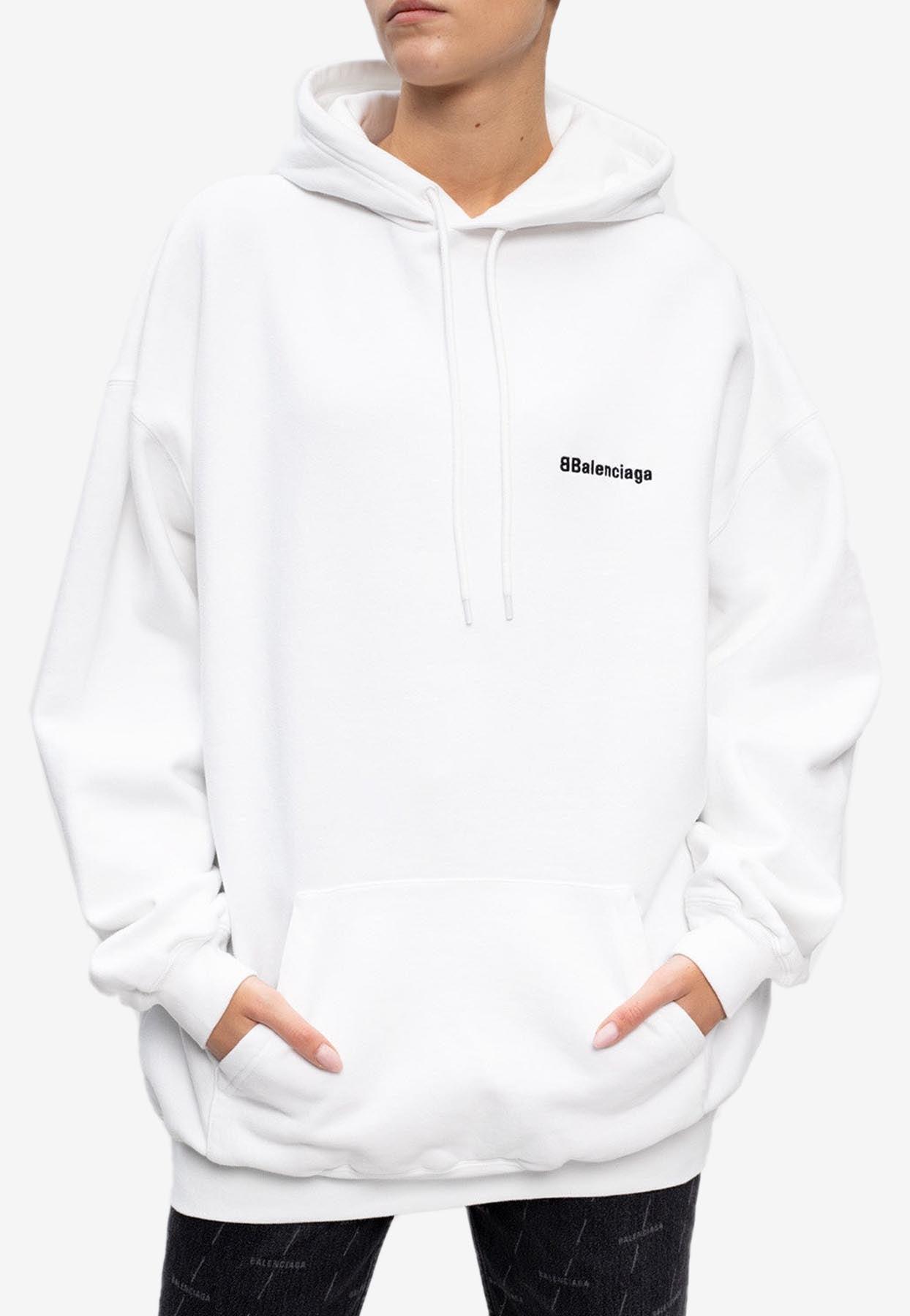 balenciaga logo printed hooded sweater