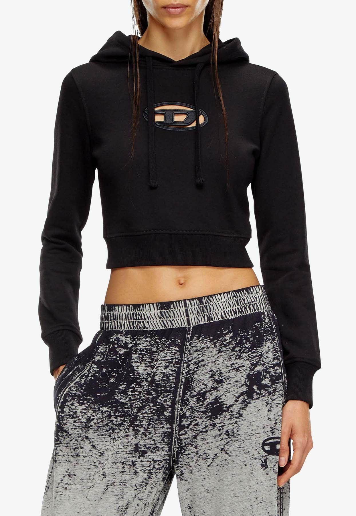 DIESEL Oval D Hooded Cropped Sweatshirt in Black Lyst - Main Image