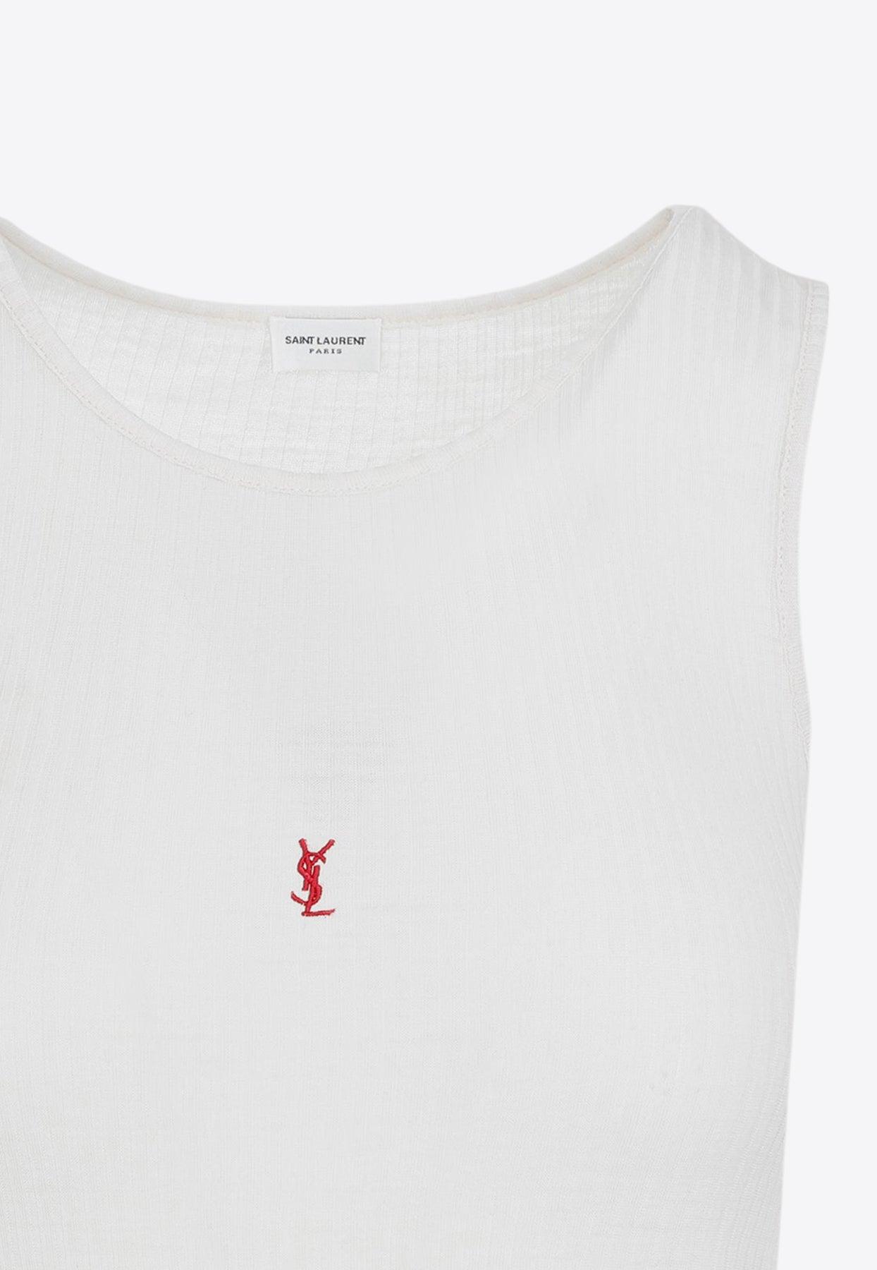 Saint Laurent Cassandre Logo Tank Top in White | Lyst