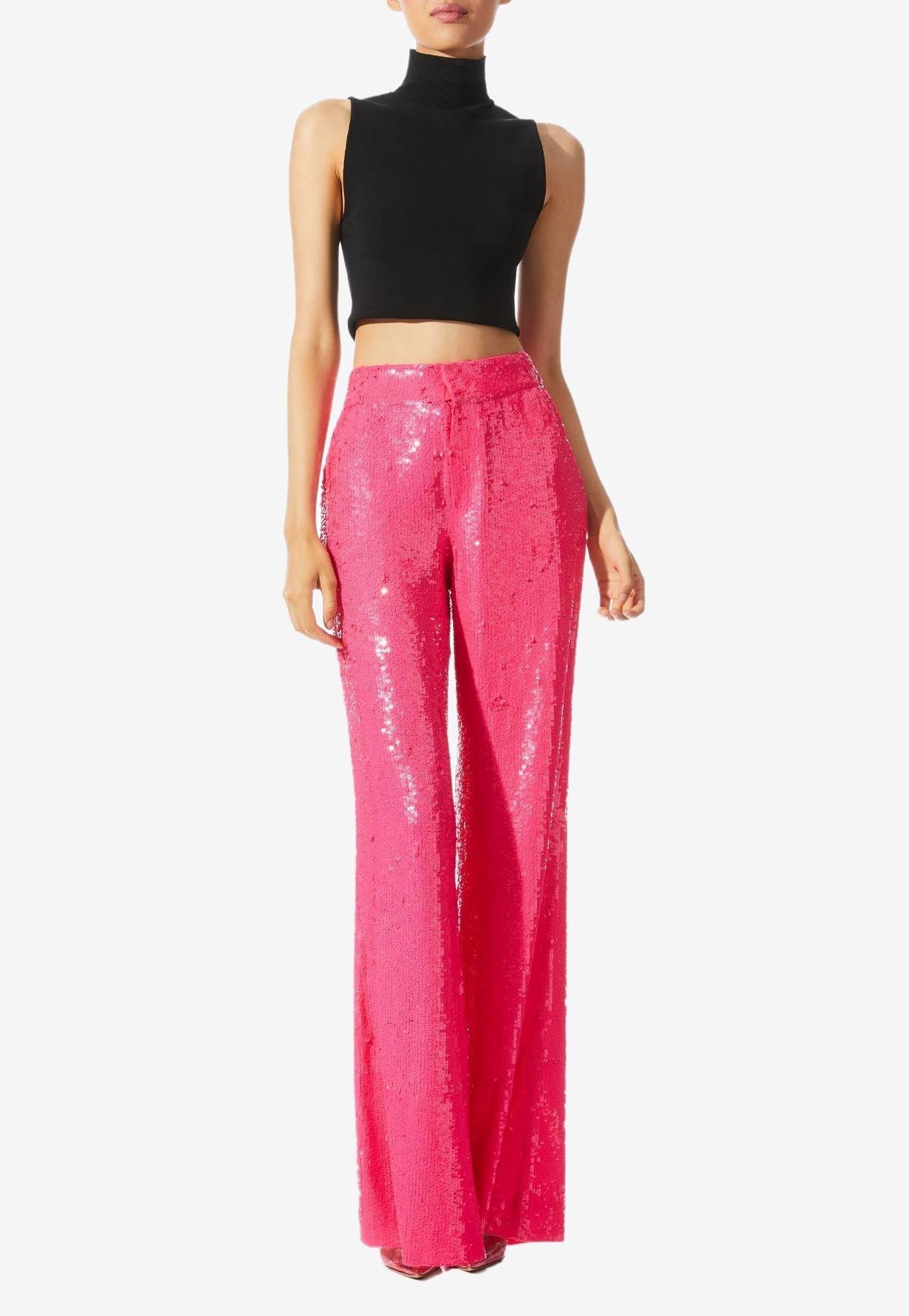 BRIGHT BRIGHT PINK SEQUIN TROUSER IN PINK