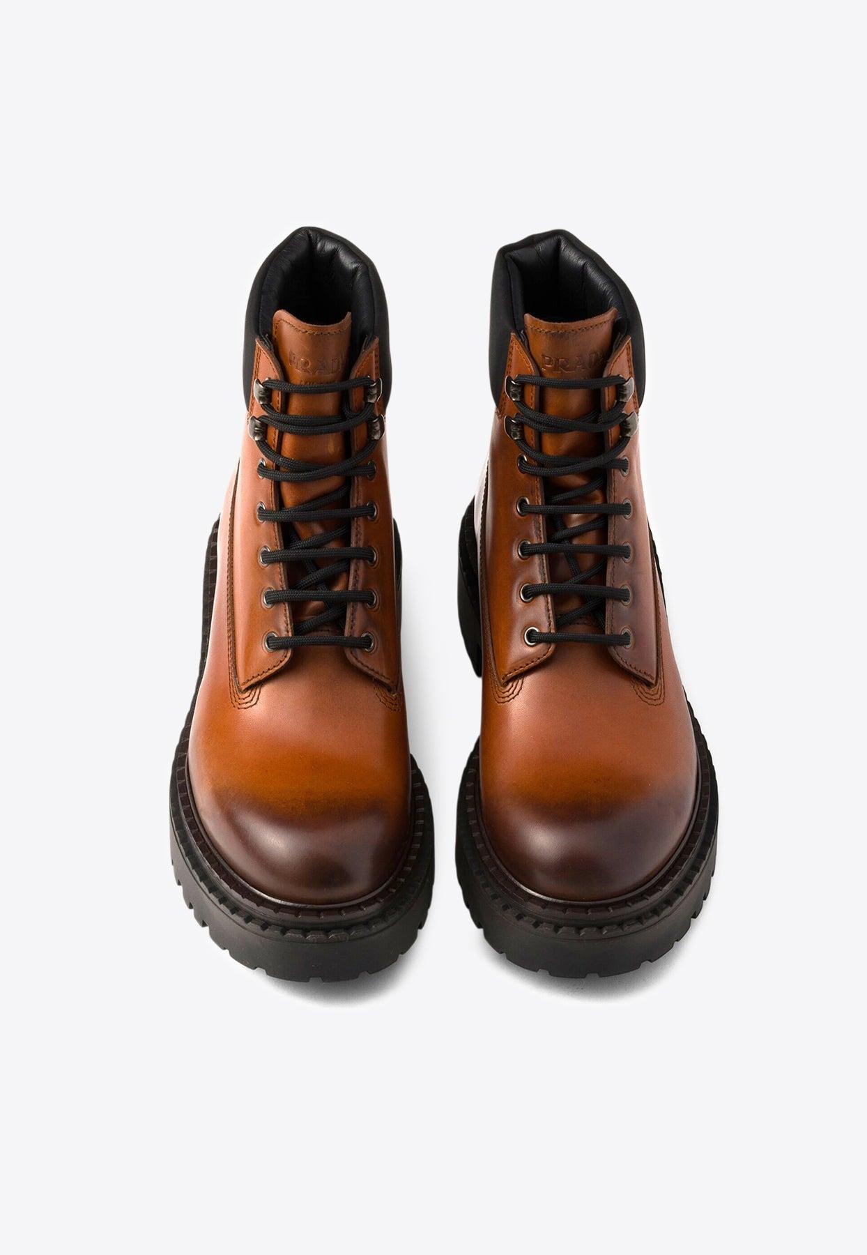 Prada Brown Men\'s Leather Strap Boots Prada Men main image 3