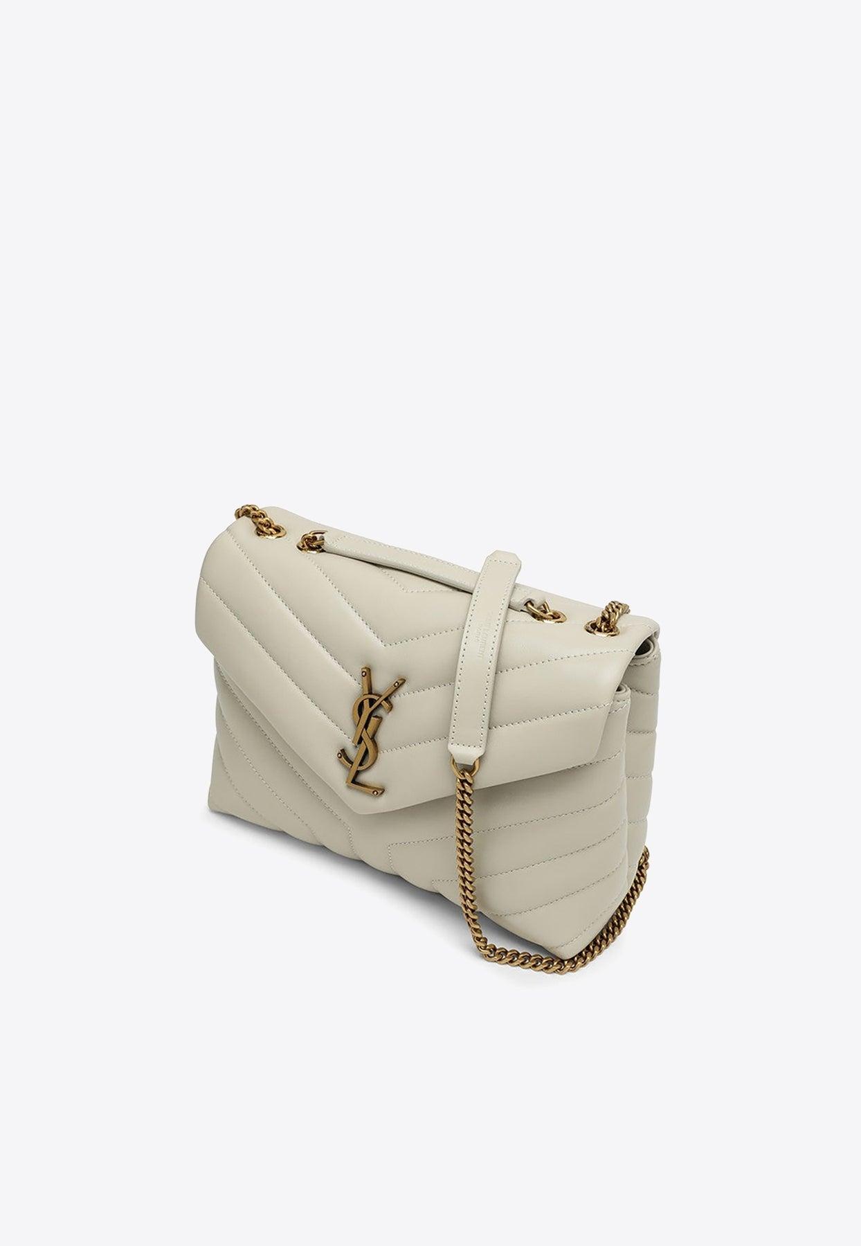 WOMAN SAINT LAURENT WHITE LEATHER LOULOU SMALL BAG