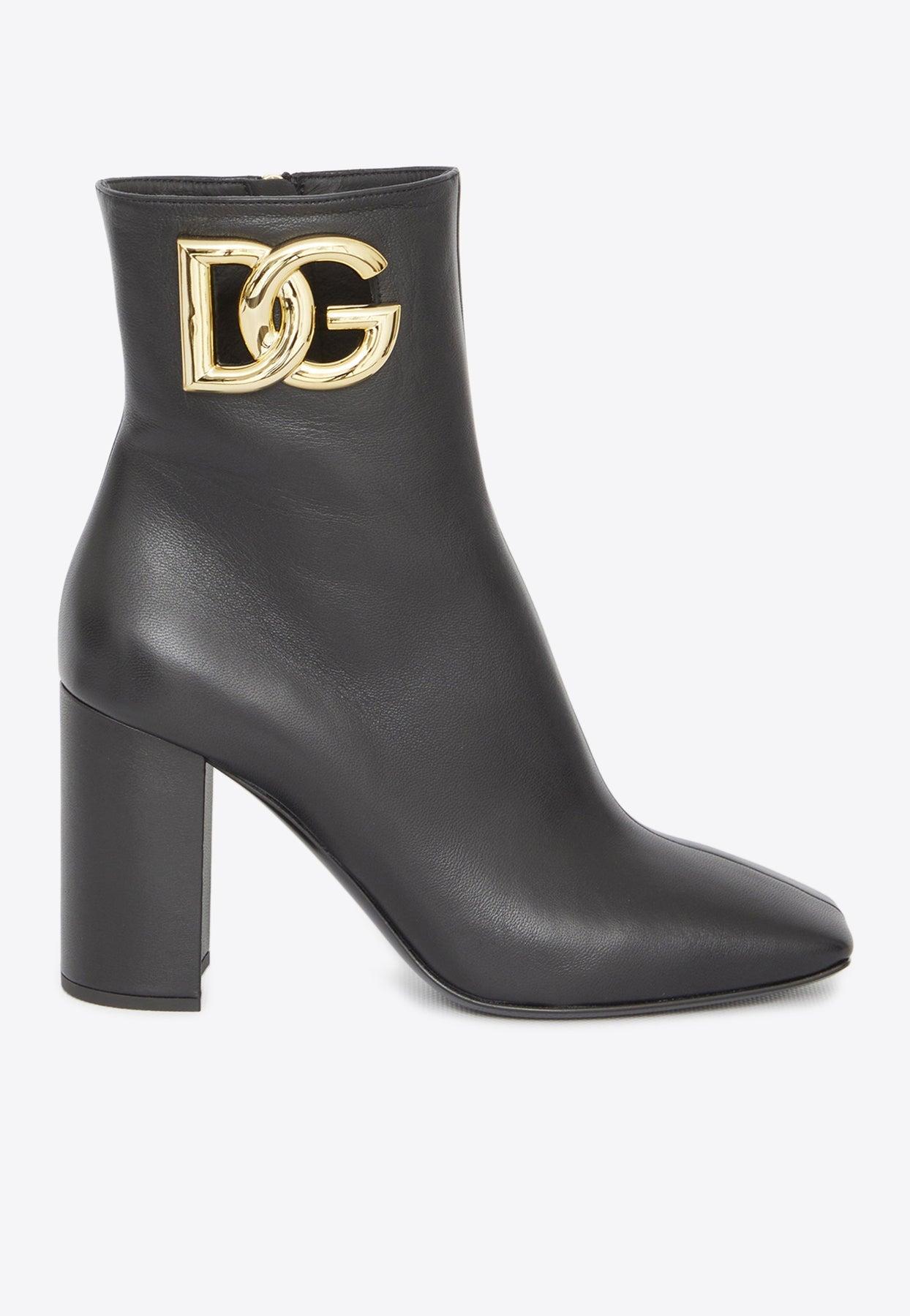 Dolce & Gabbana Jackie 90 Dg Logo Ankle Boots in Gray | Lyst