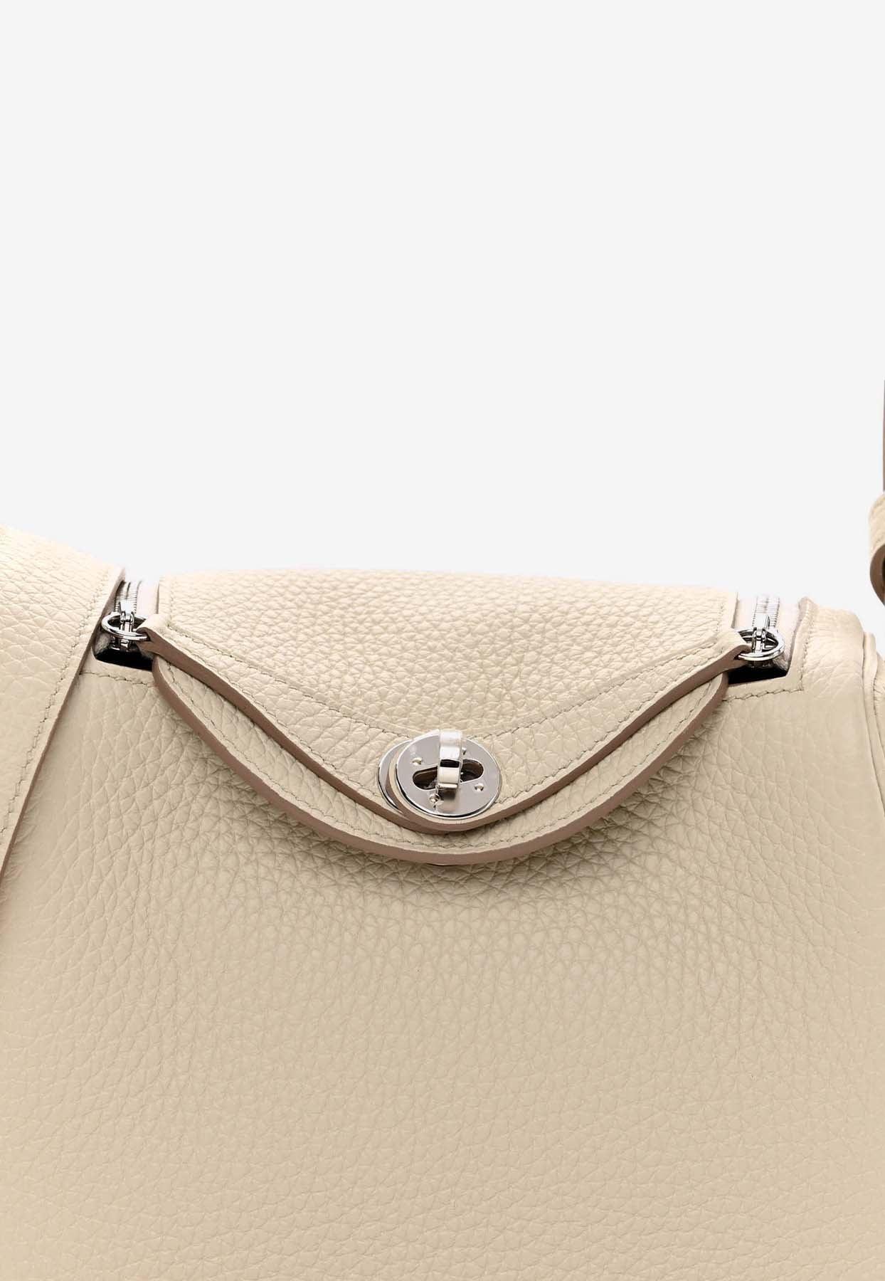 HERMES Taurillon Clemence Mini Lindy 20 Biscuit | FASHIONPHILE