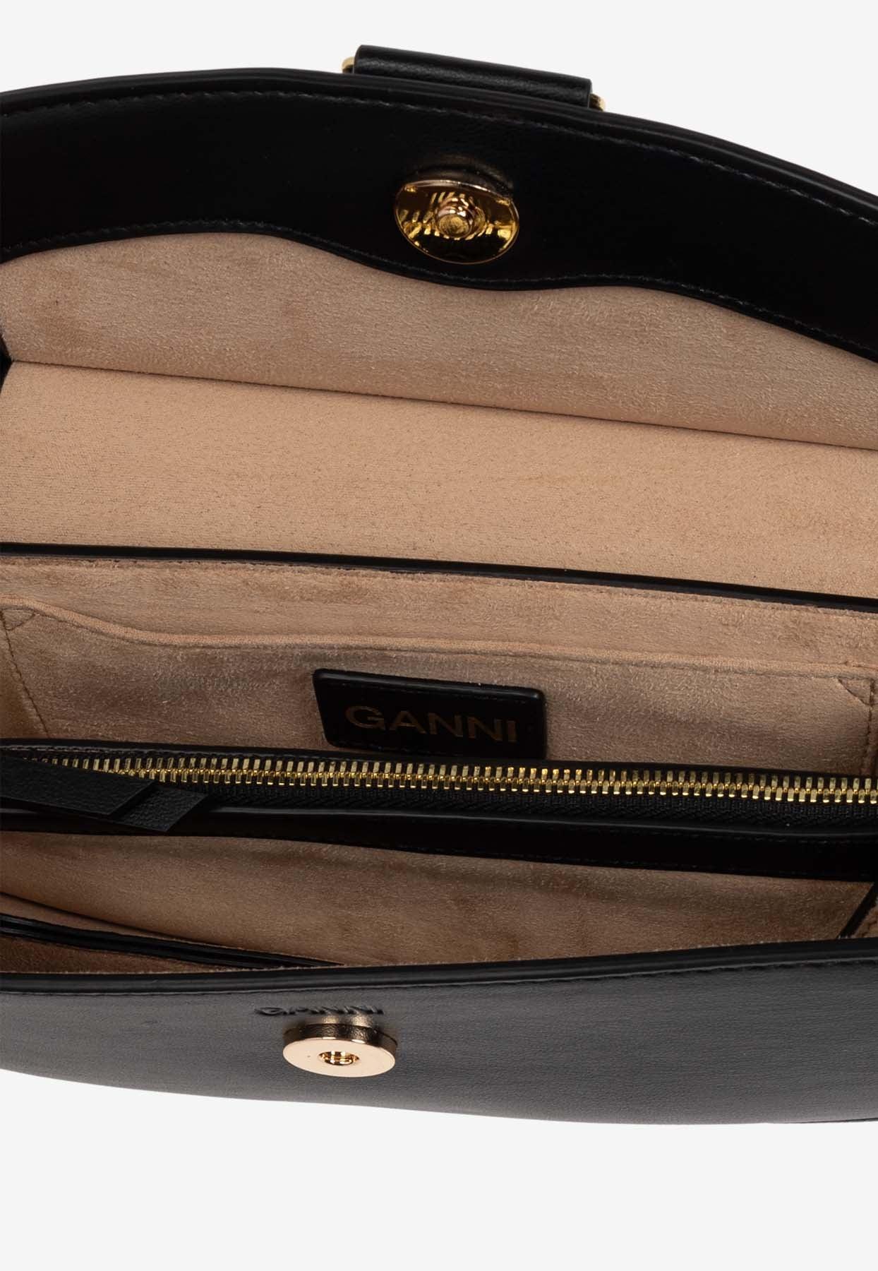 Ganni Mini Apo-G Top Handle Bag in Black | Lyst