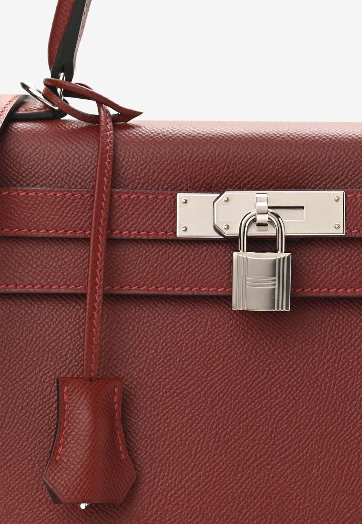 A ROUGE H EPSOM LEATHER SELLIER KELLY 25 WITH PALLADIUM HARDWARE