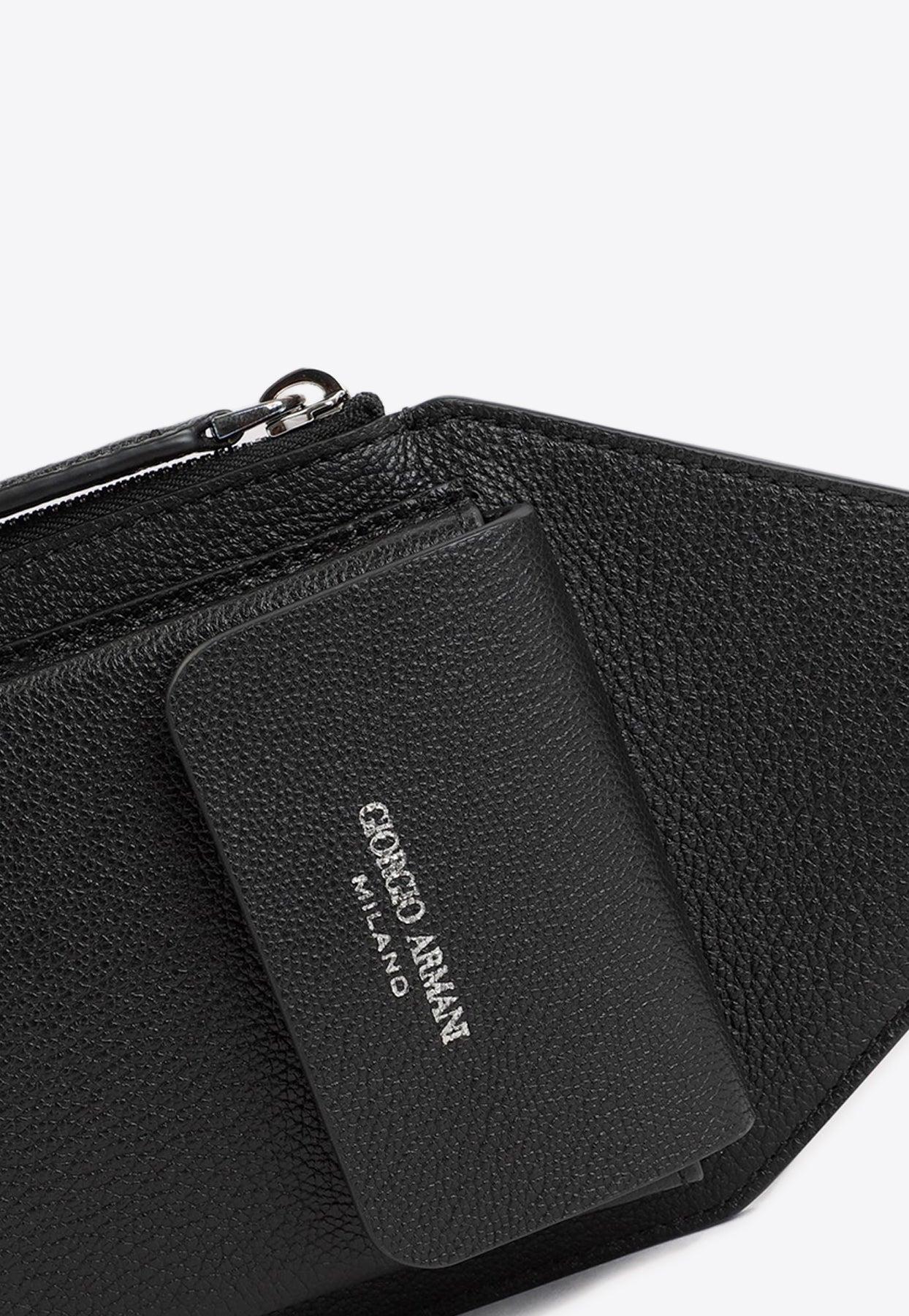 Giorgio Armani Logo Print Crossbody Bag In Grained Leather in