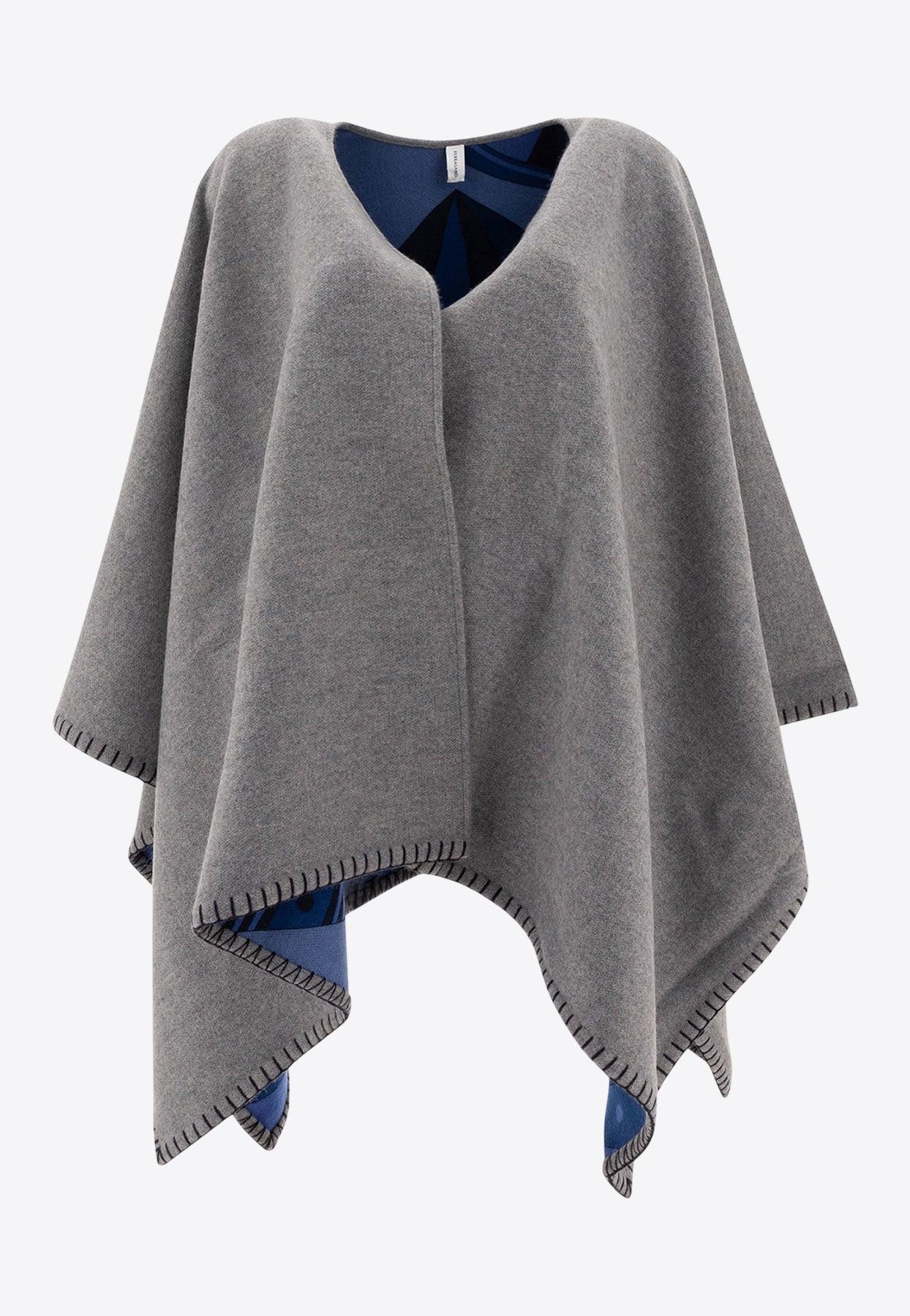 ポンチョ・ケープ FERRAGAMO SS24 Embroidered wool cape (320797770244 BEIIVO) FERRAGAMO(フェラガモ) ポンチョ・ケープ(レディース) - 海外