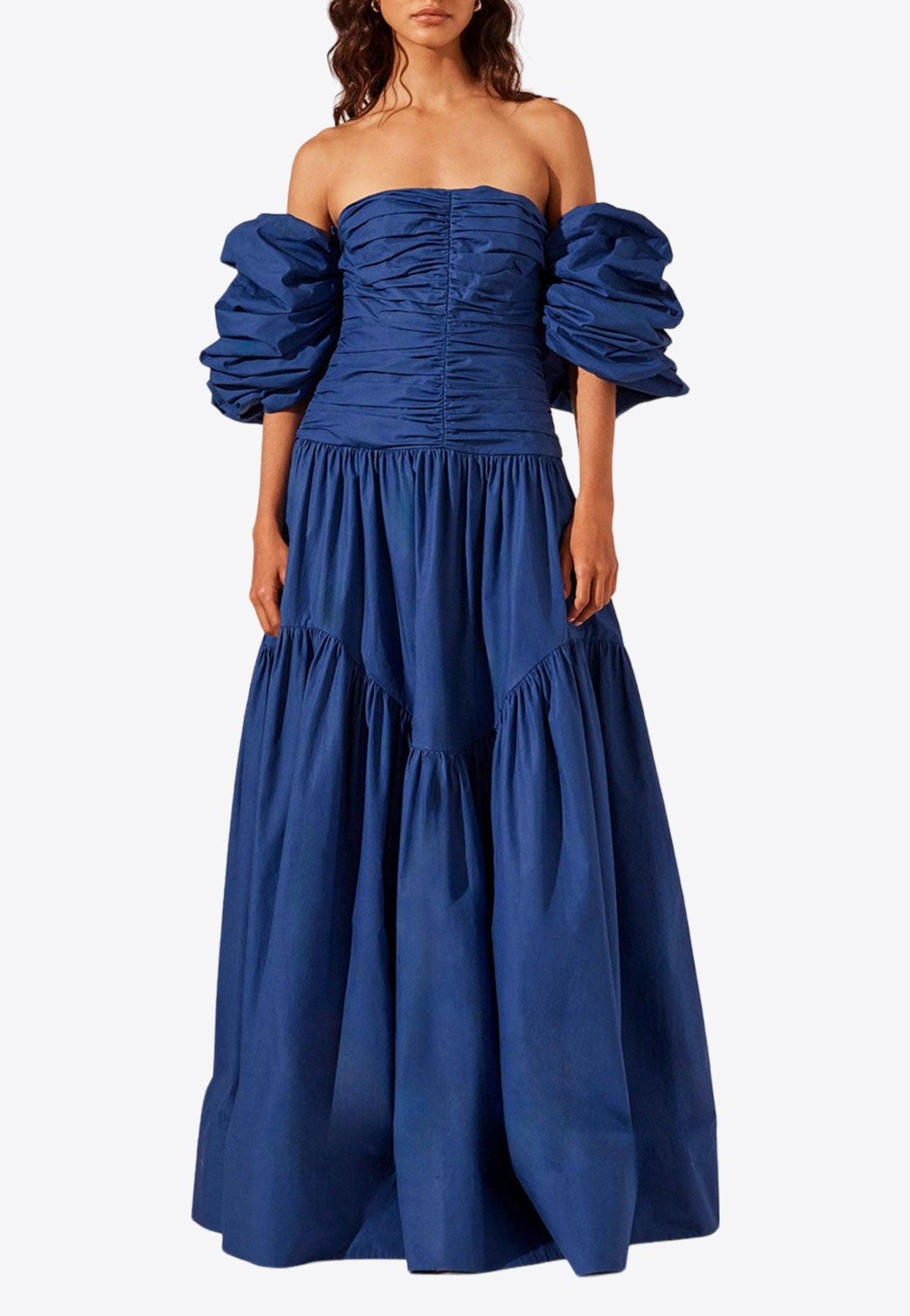 Shona Joy Maiori Contour Ruched Maxi Dress in Blue | Lyst