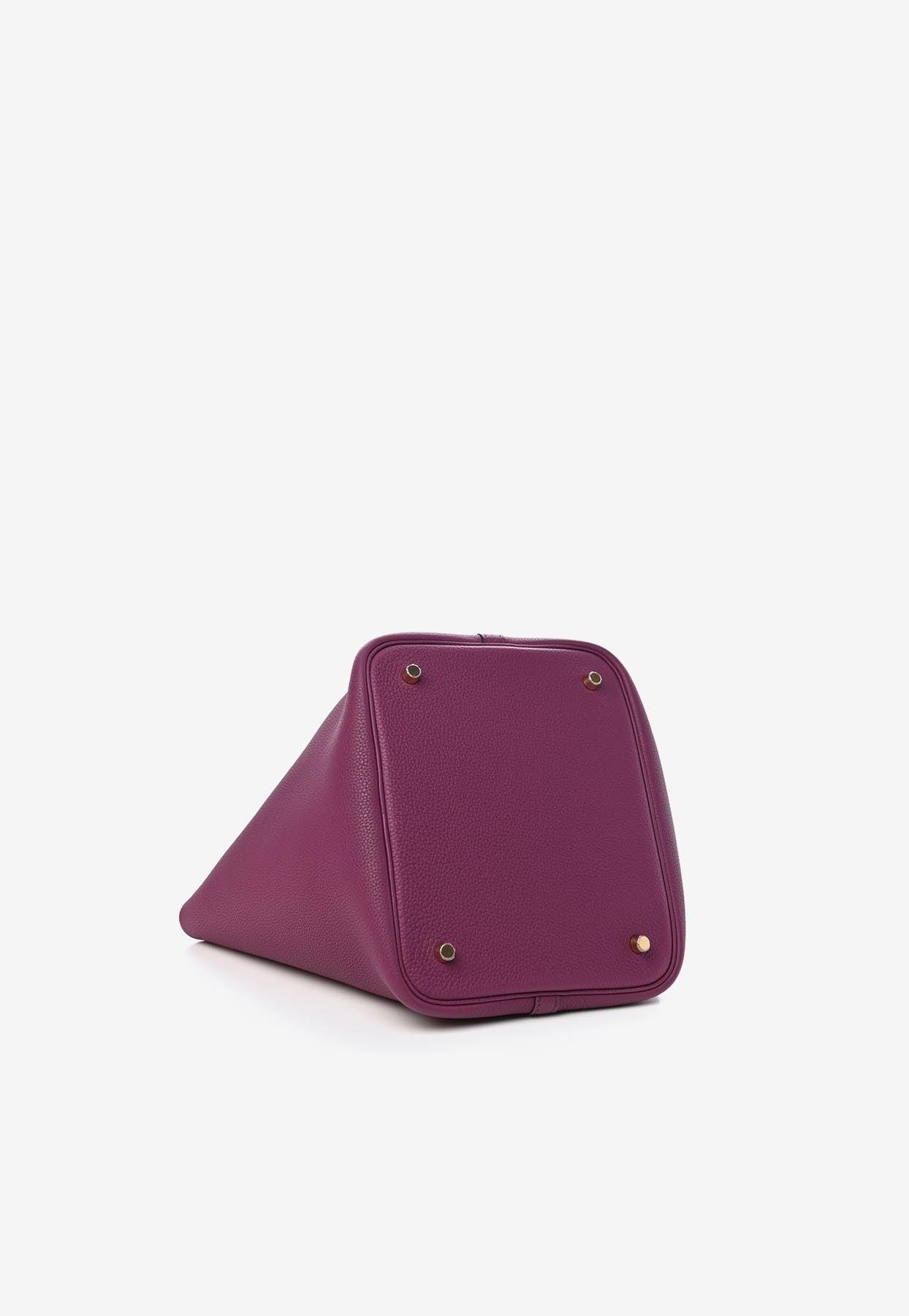 Hermès Picotin 22 In Anemone Taurillion Clemence With Gold Hardware in  Purple