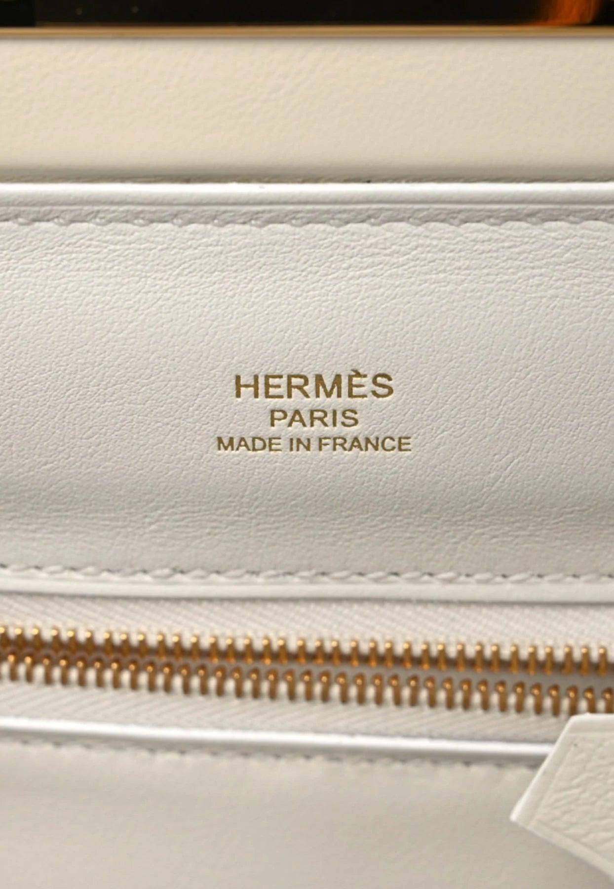 Hermes Mini 24/24 Bag White Evercolor and Swift Gold Hardware – Madison  Avenue Couture