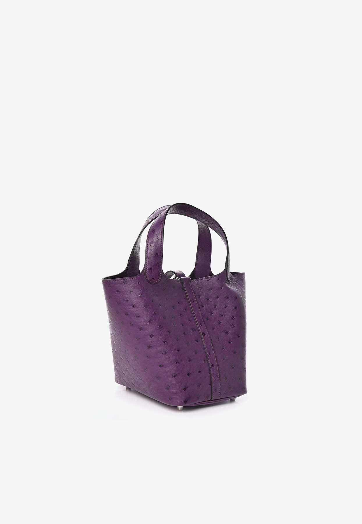 Hermès Picotin Lock 18 In Violine Ostrich Leather With Palladium Hardware  in Purple