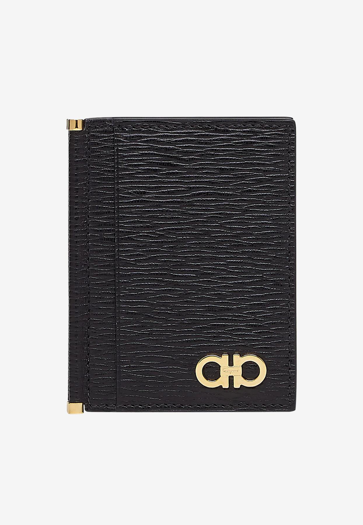 Ferragamo Leather Revival Gancini Bifold Credit Card Holder In Calskin