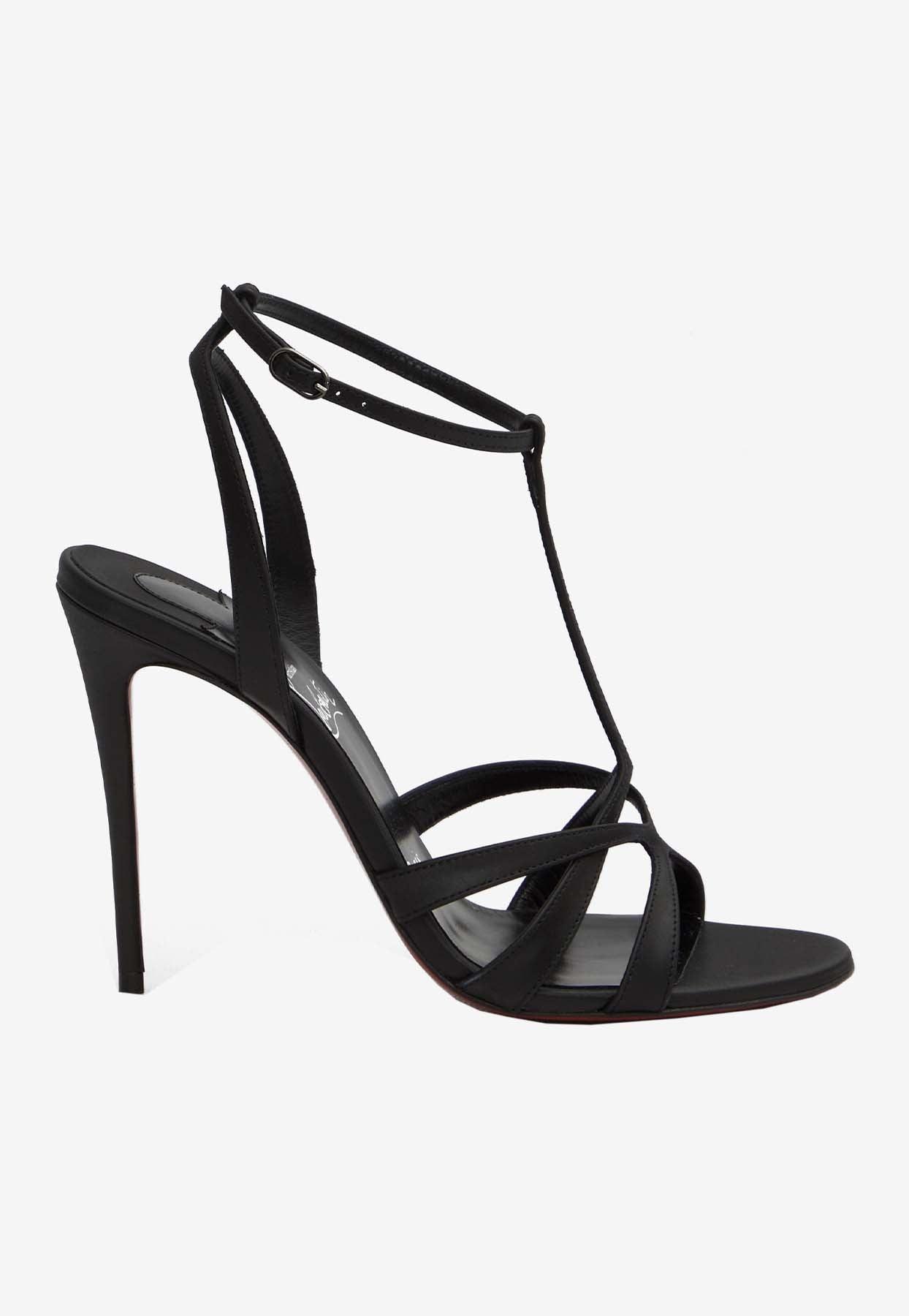 Christian Louboutin Tangueva 100 Strappy Leather Sandals in Black