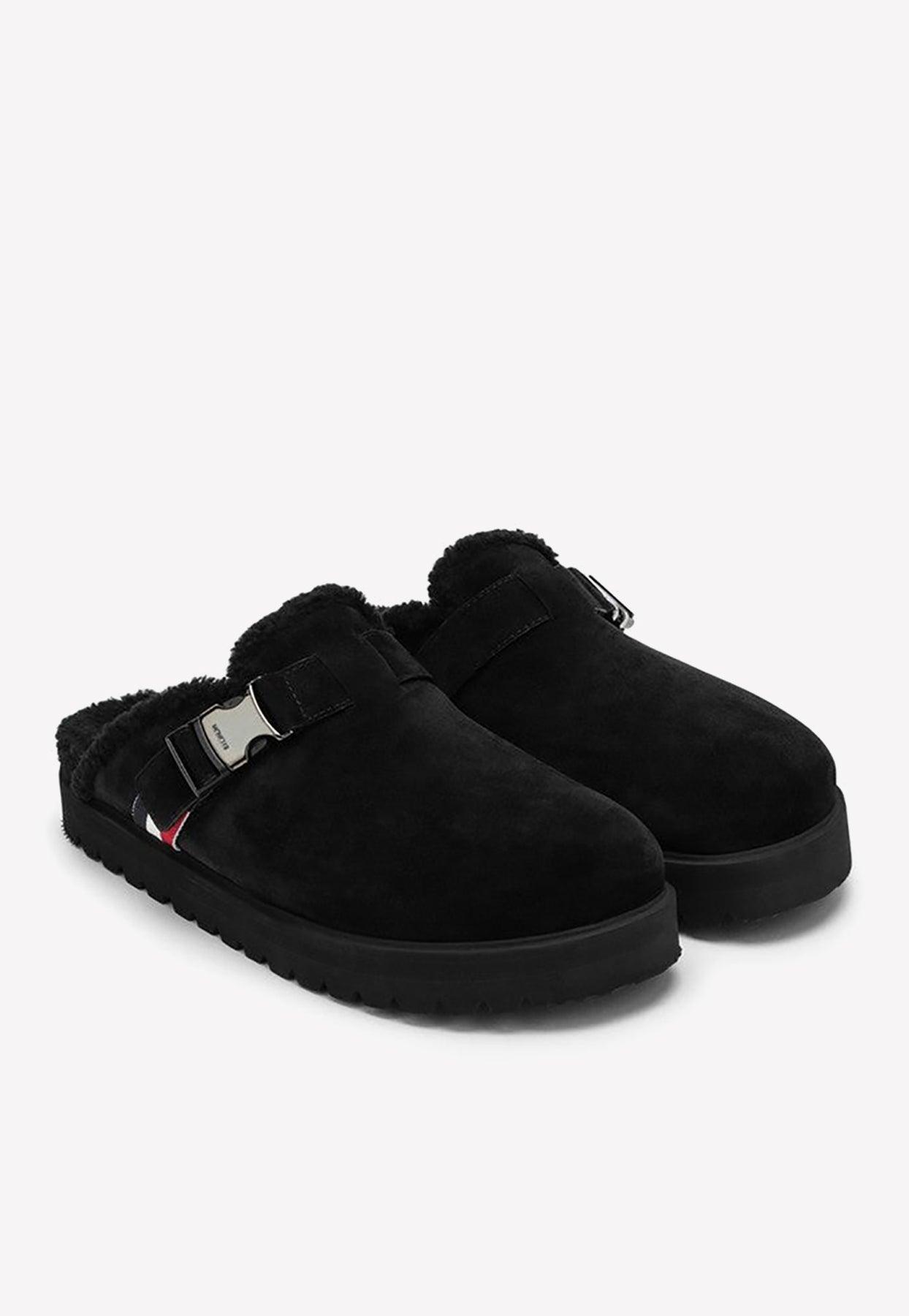 Moncler Mon Slip-on Suede Mules in Black for Men | Lyst