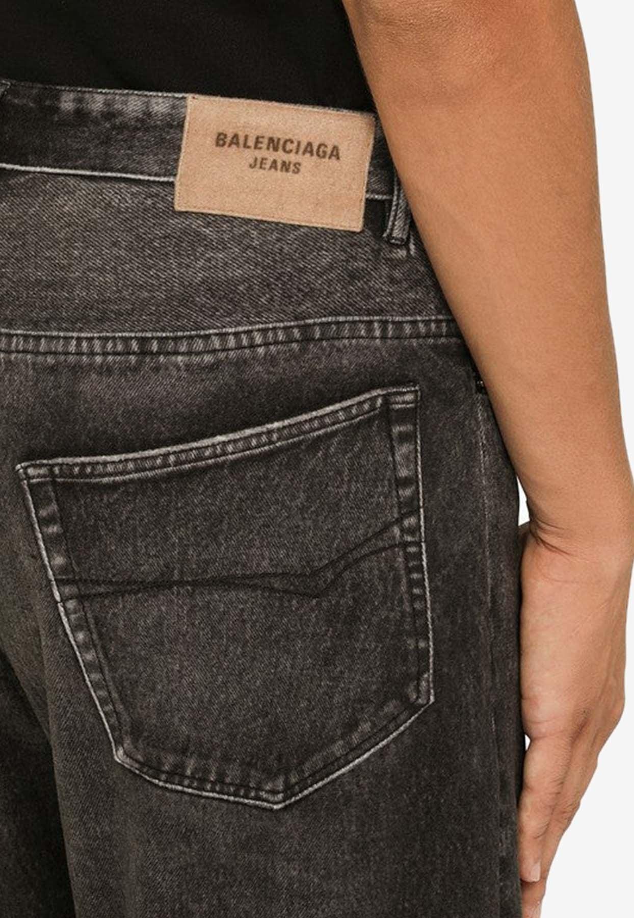 【BALENCIAGA】Straight 5 Pocket Washed Denim Pants Black Balenciaga AW16 Washed Black Straight Leg Denim - Ākaibu Store