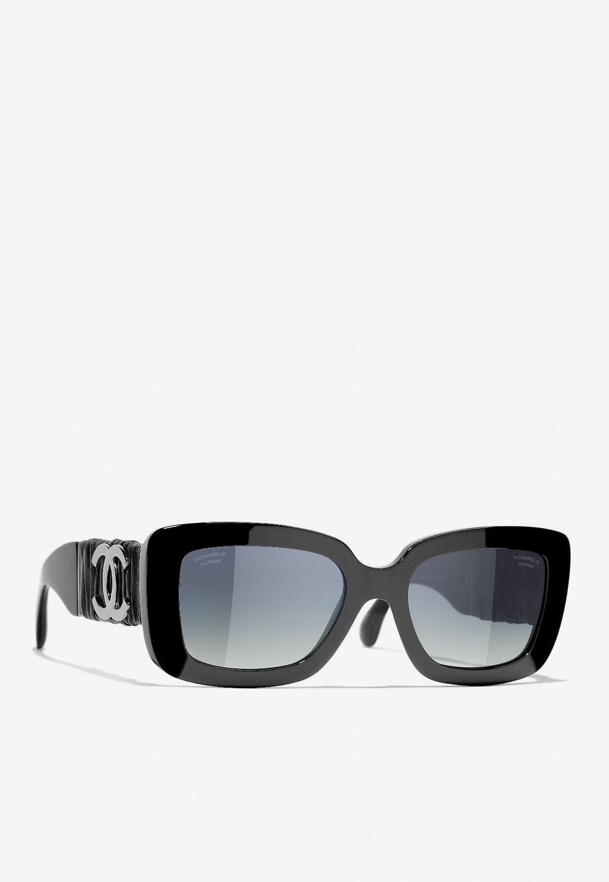Chanel Logo Rectangular Sunglasses in Black