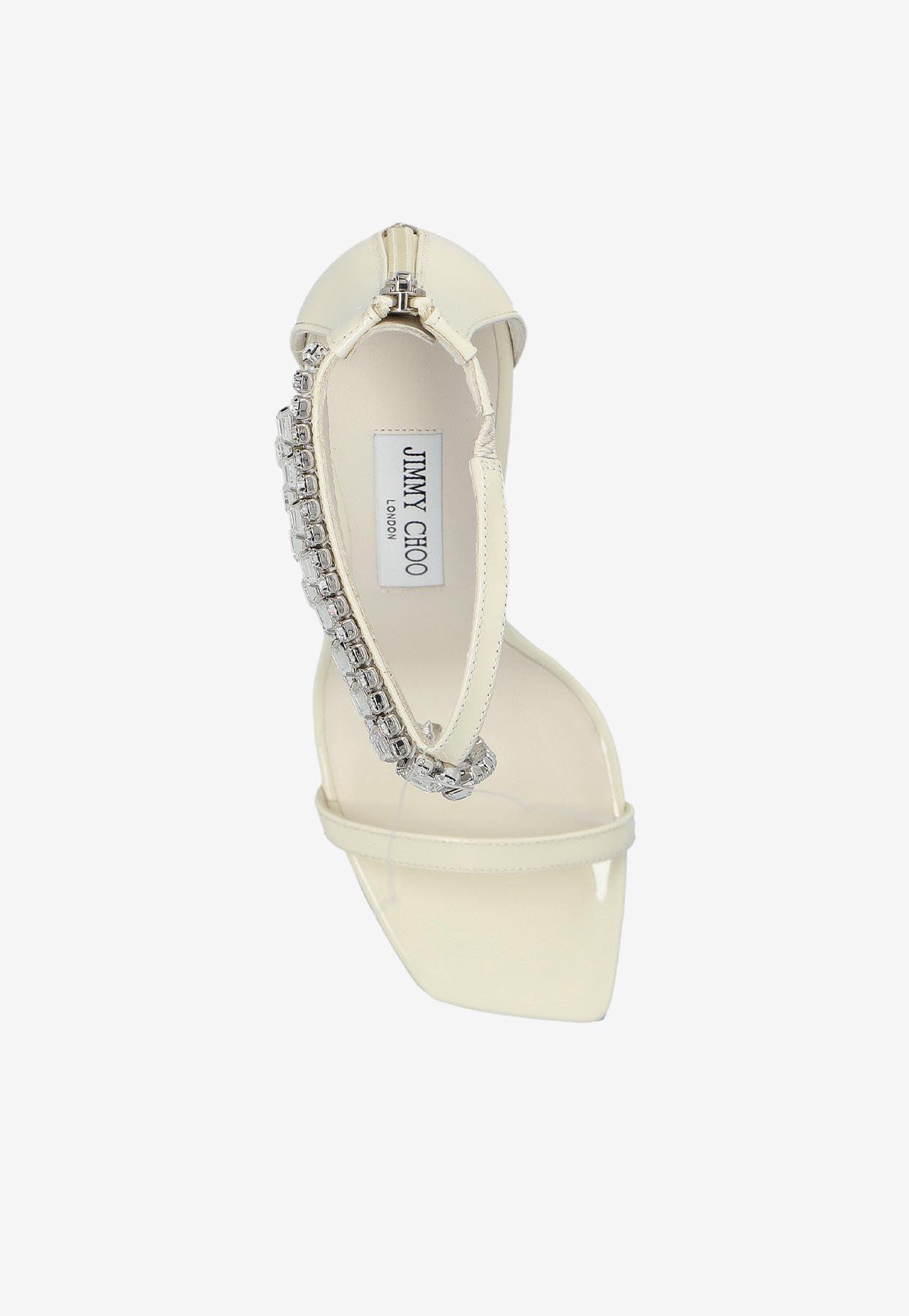 Jimmy Choo Verity 100 Patent Leather Crystal Sandals in