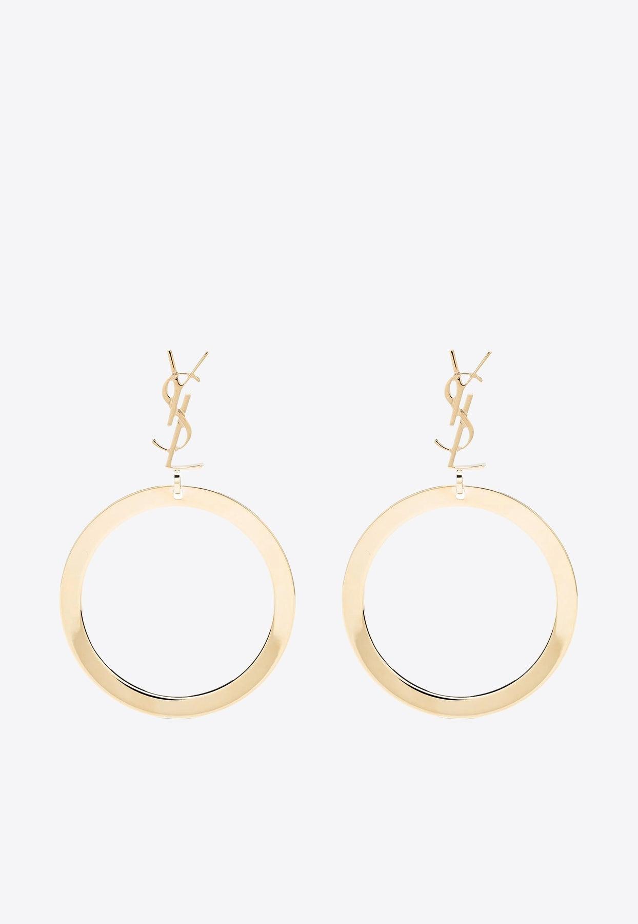 Yves Saint Laurent ゴールド　イヤリング Yves Saint Laurent Gold Pendant YSL Logo Earrings