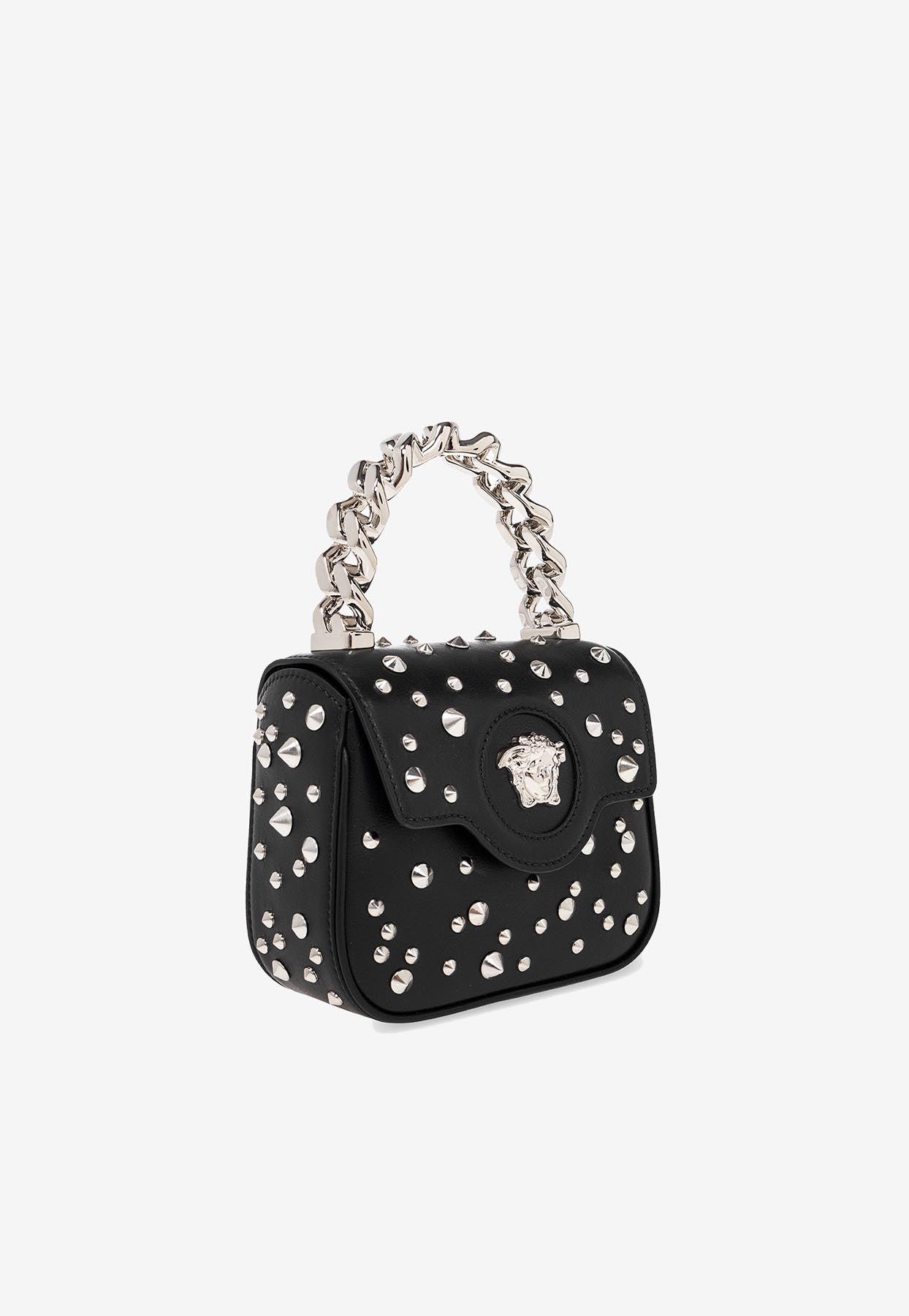 Versace La Medusa Crystal Embellished Mini Top Handle Bag