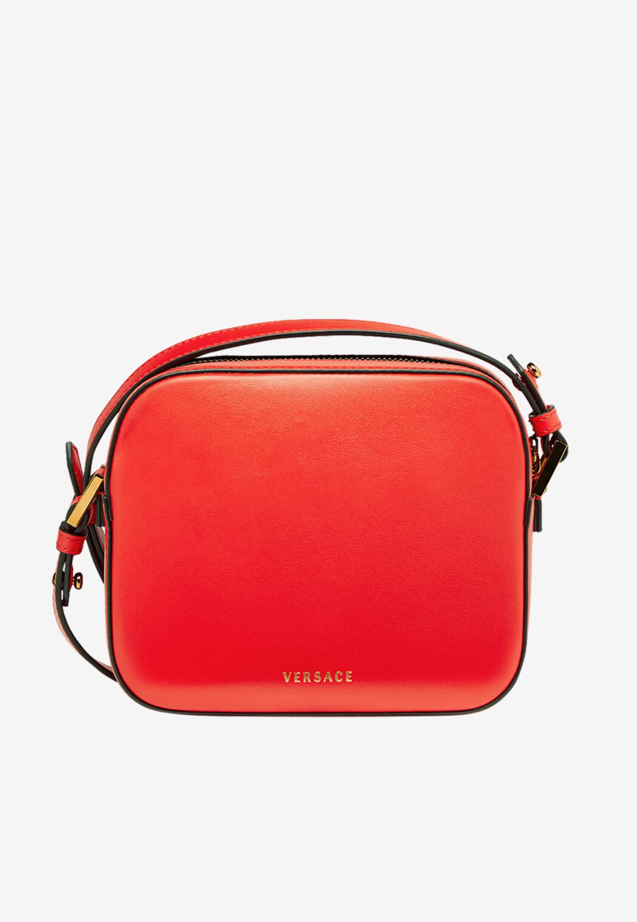 Sold at Auction: Versace Red Leather Virtus Tote/Shoulder Bag