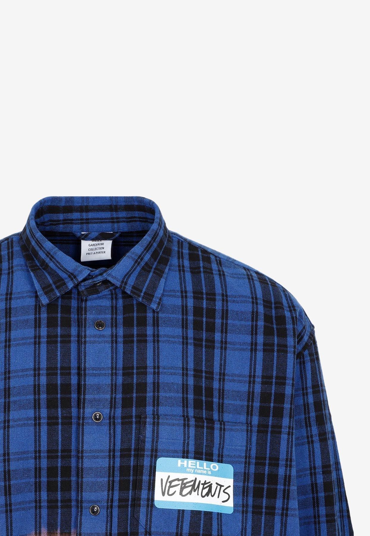 Vetements Bleached Flannel Shirt in Blue for Men | Lyst