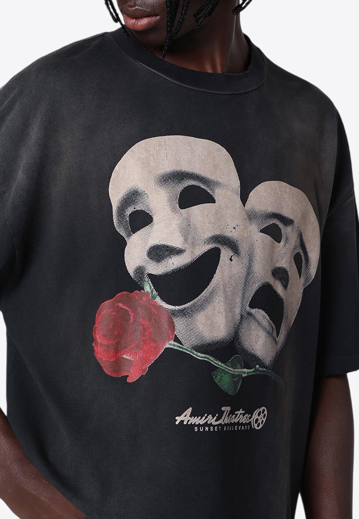 Amiri Theatre Masks Print Crewneck T-Shirt in Black for Men | Lyst
