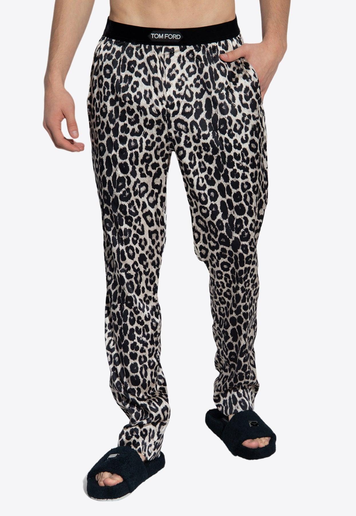Tom Ford Leopard Print Silk Pajama Pants in Gray for Men Lyst