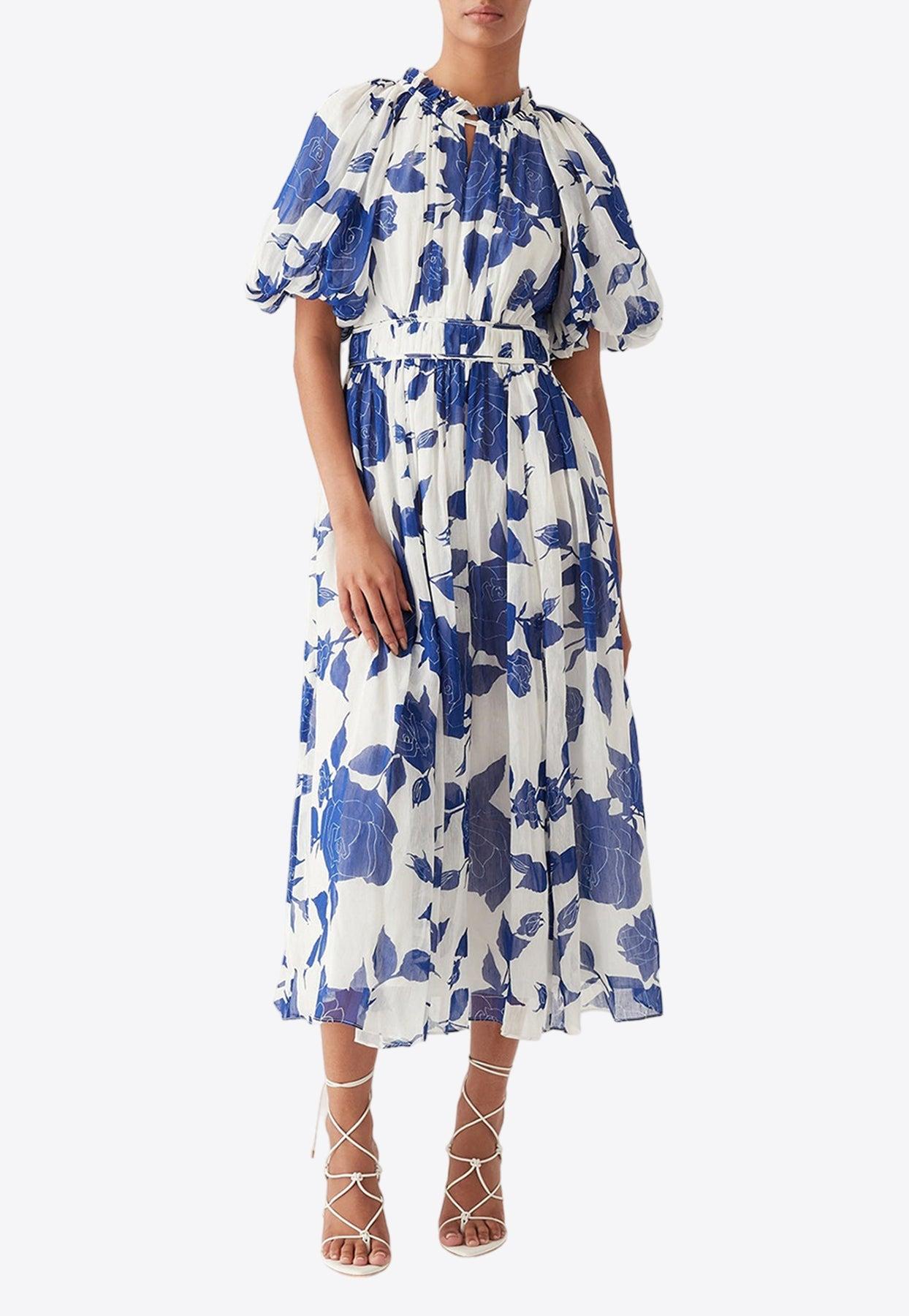 Aje. Elysium Floral-Print Midi Dress in Blue | Lyst Aje. Elysium Floral-Print Midi Dress in Blue | Lyst