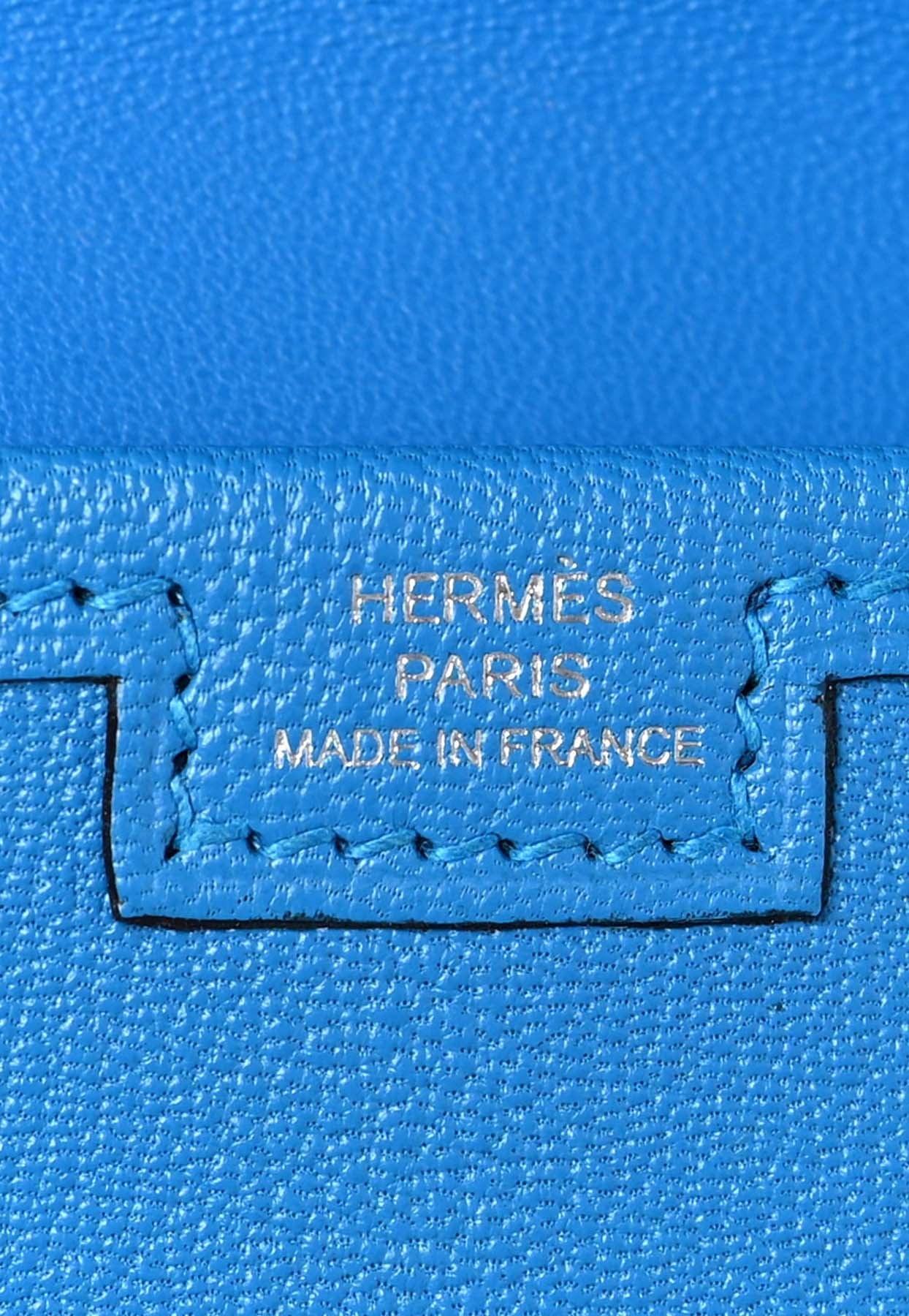 Hermes Jige Elan Clutch Blue Paon Epsom Leather