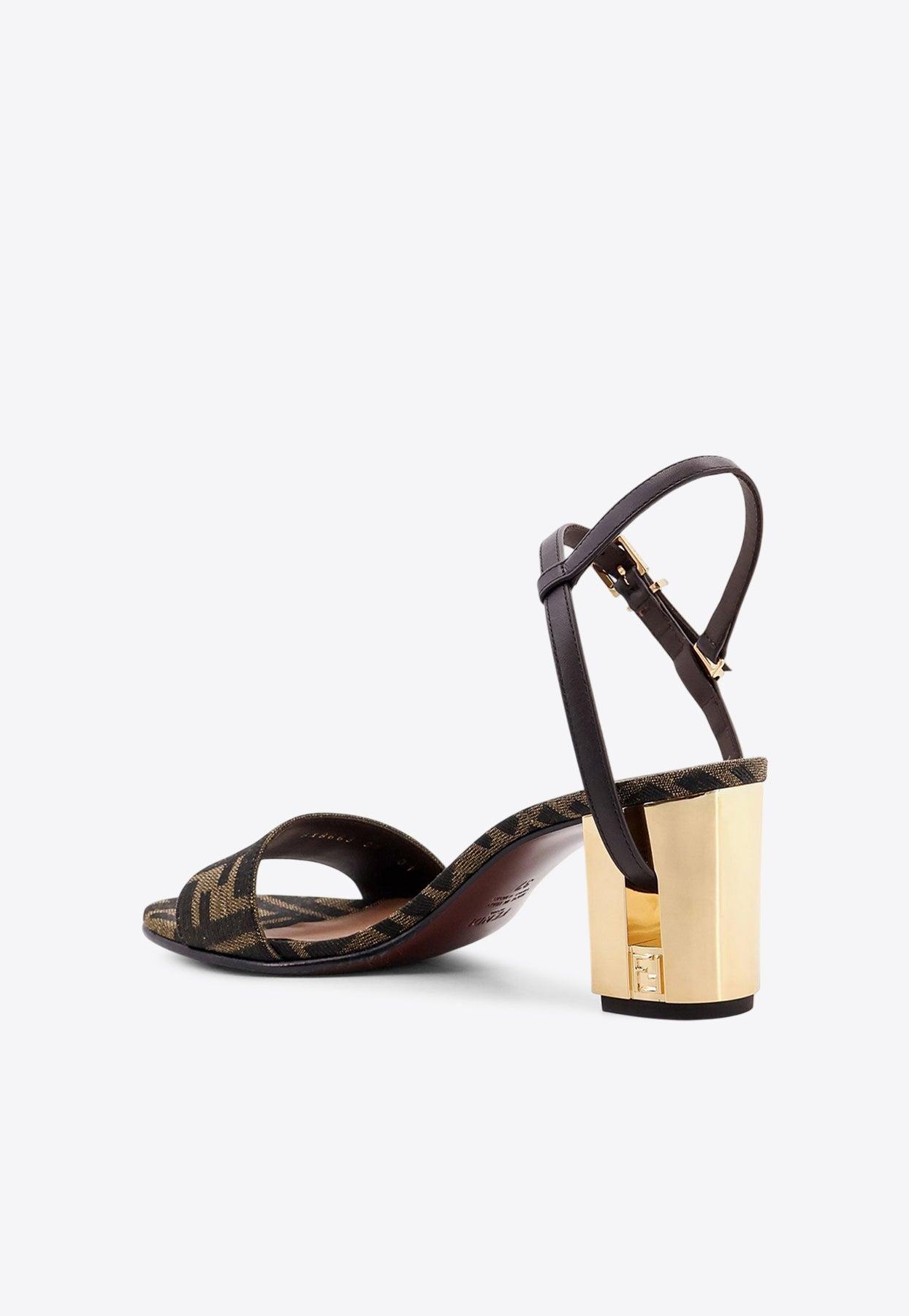 FENDI Delfina ff brown jacquard sandals デルフィナ Fendi Delfina FF Jacquard Block-Heel Sandals | Neiman Marcus