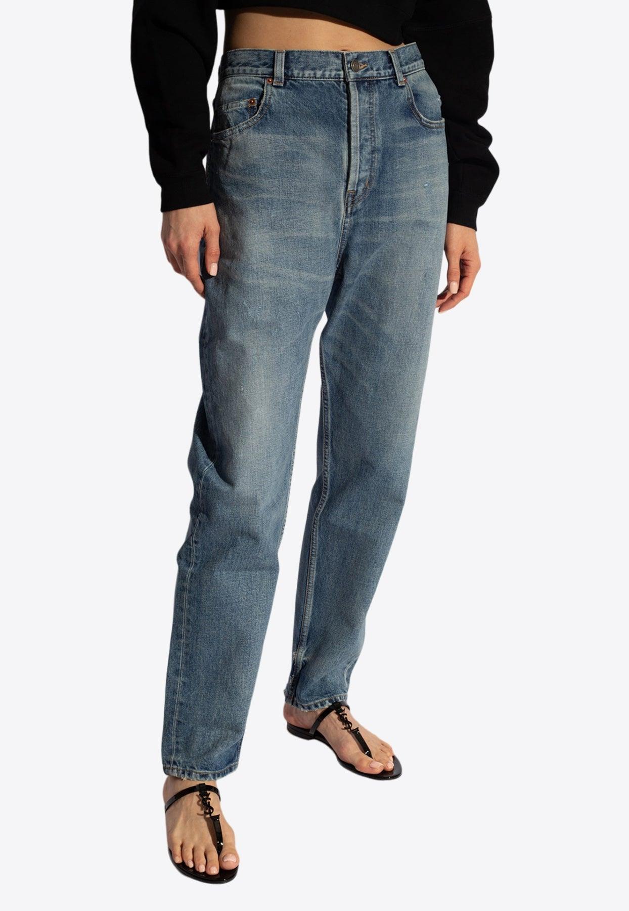 Saint Laurent Vanessa High-Waist Tapered Jeans in Blue | Lyst