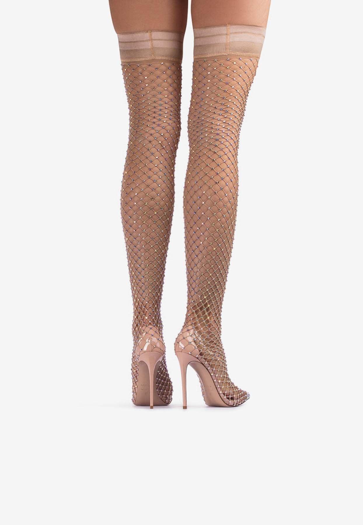Le Silla Gilda 120 Crystal Mesh Thigh-High Boots in White Lyst