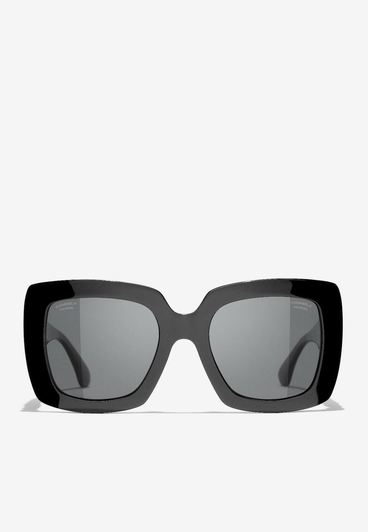 Chanel Logo Square Sunglasses in Black