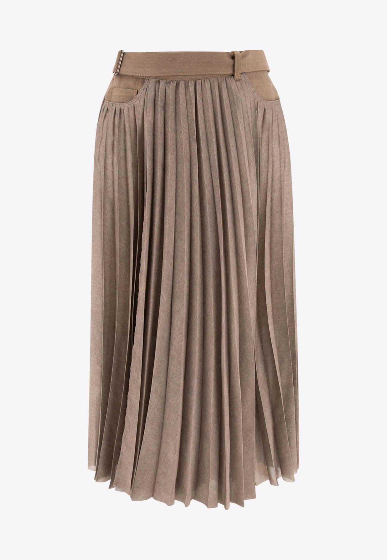 スカート Sacai Pleated High-Waist Skirt With Textured Finish Technical Cotton Zippered Pleated Skirt – La Garçonne
