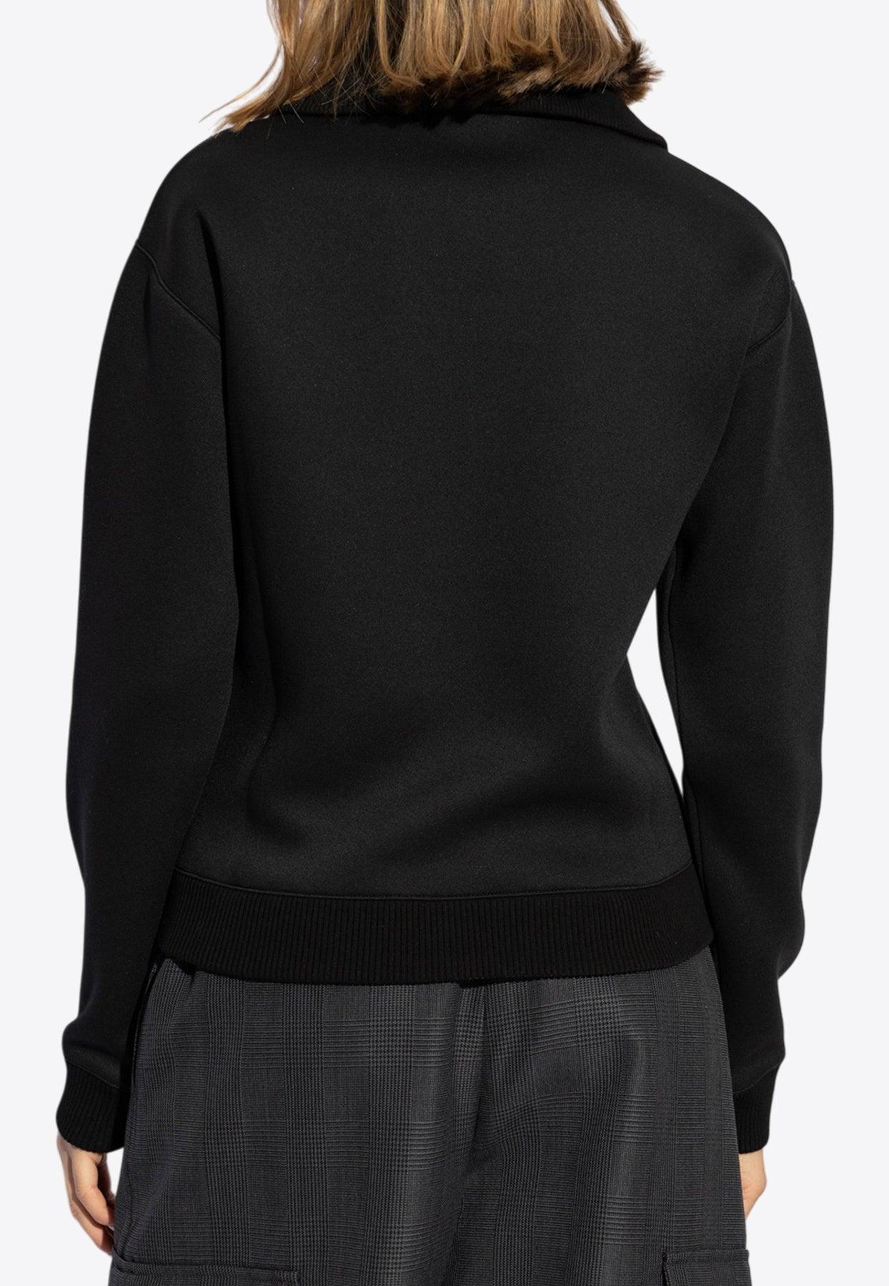 【送料&関税込】Alexander McQueen Logo Embroidered Half-zip McQueen Logo Embroidered Half-Zip Sweatshirt in Black | Lyst